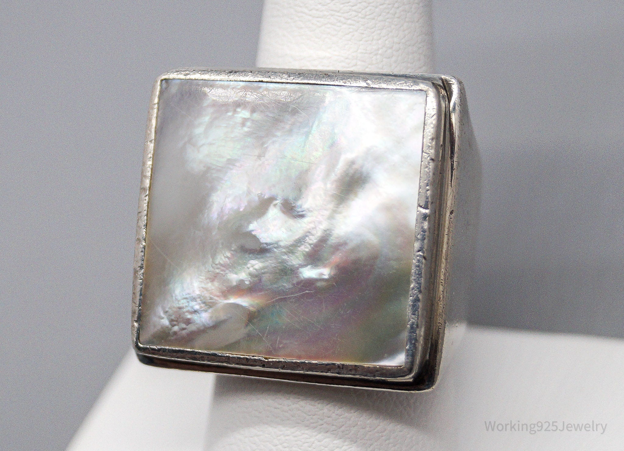 VTG Claudia Agudelo EXEX Collection Mother Of Pearl Sterling Silver Ring SZ 8.5