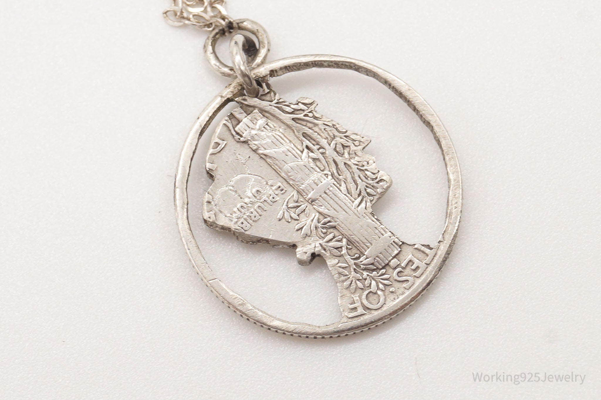 Vintage 1944 Mercury Dime Coin Cut Out Necklace | Working 925 Jewelry