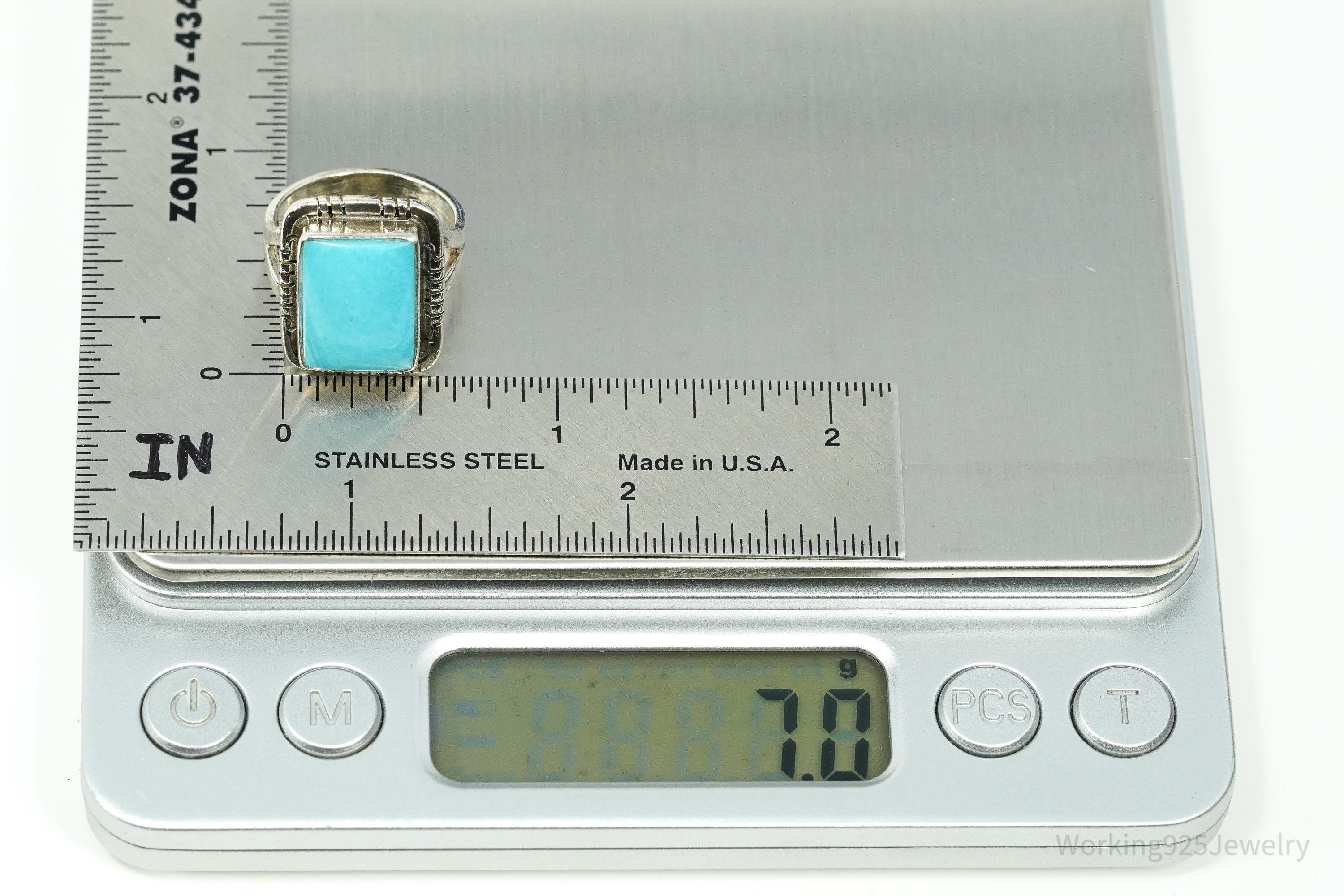 Vintage Native American Turquoise Sterling Silver Ring - Size 6