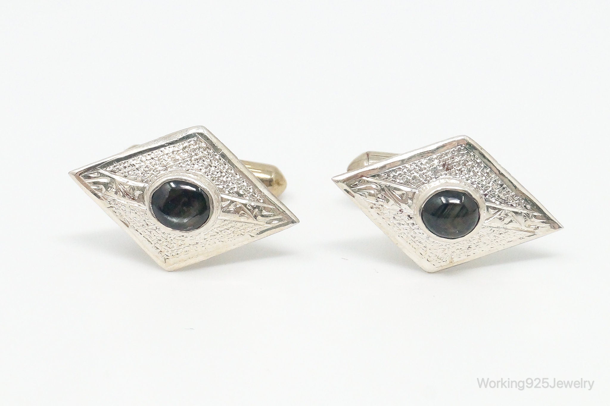 Vintage Siam Dark Stone Sterling Silver Cufflinks