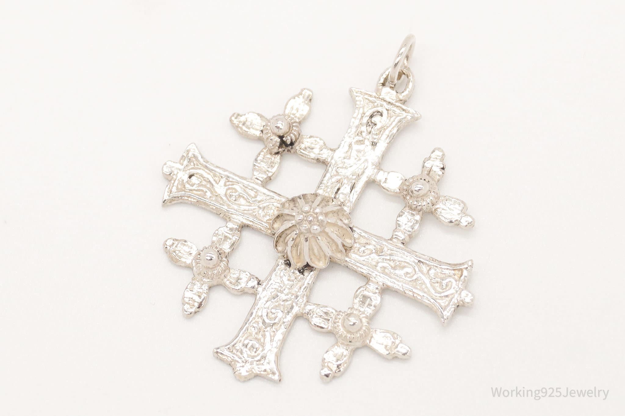 Vintage Large Jerusalem Cross 800 Silver Pendant