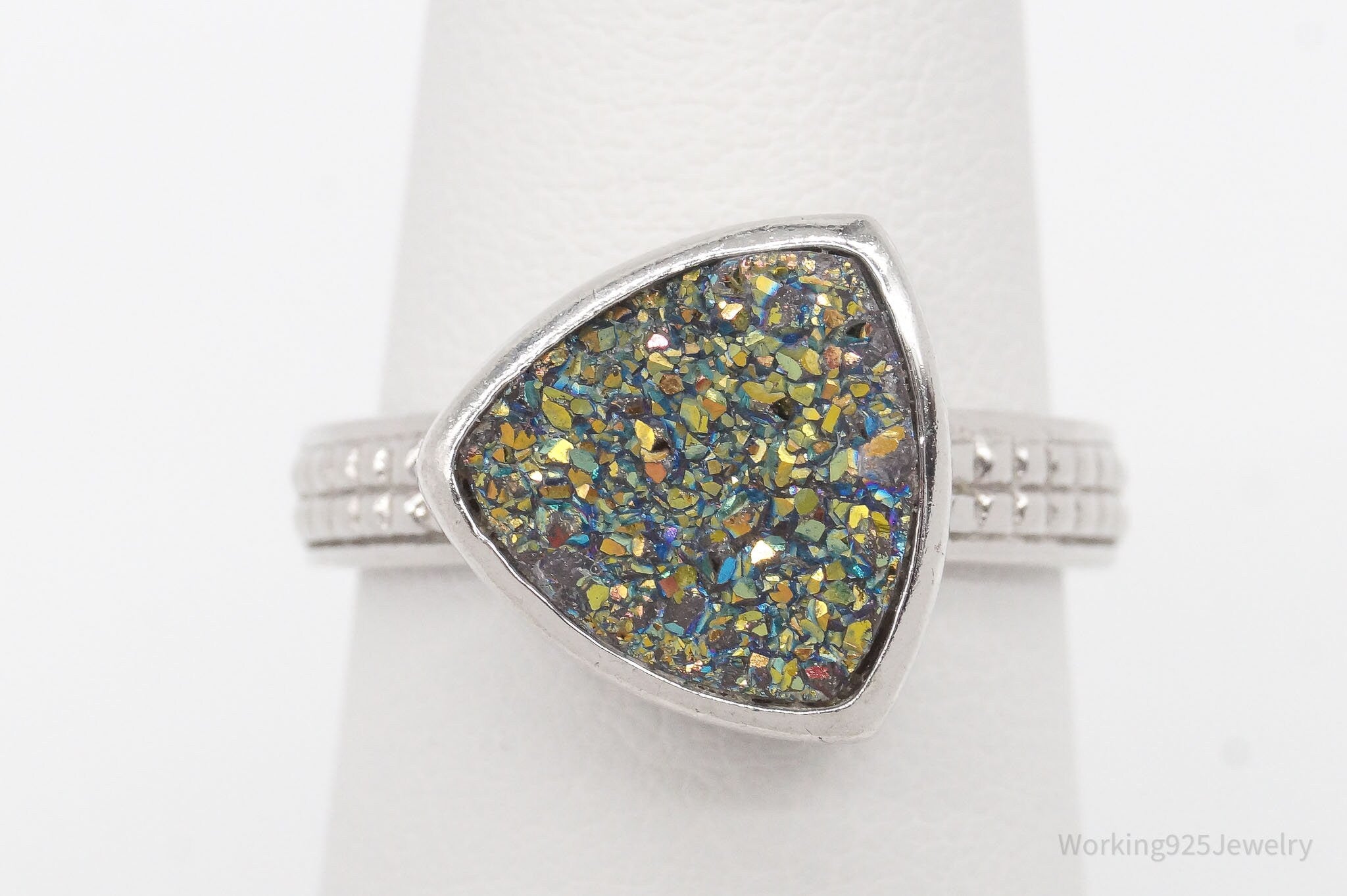 Vintage Druzy Quartz Sterling Silver Ring - Size 7