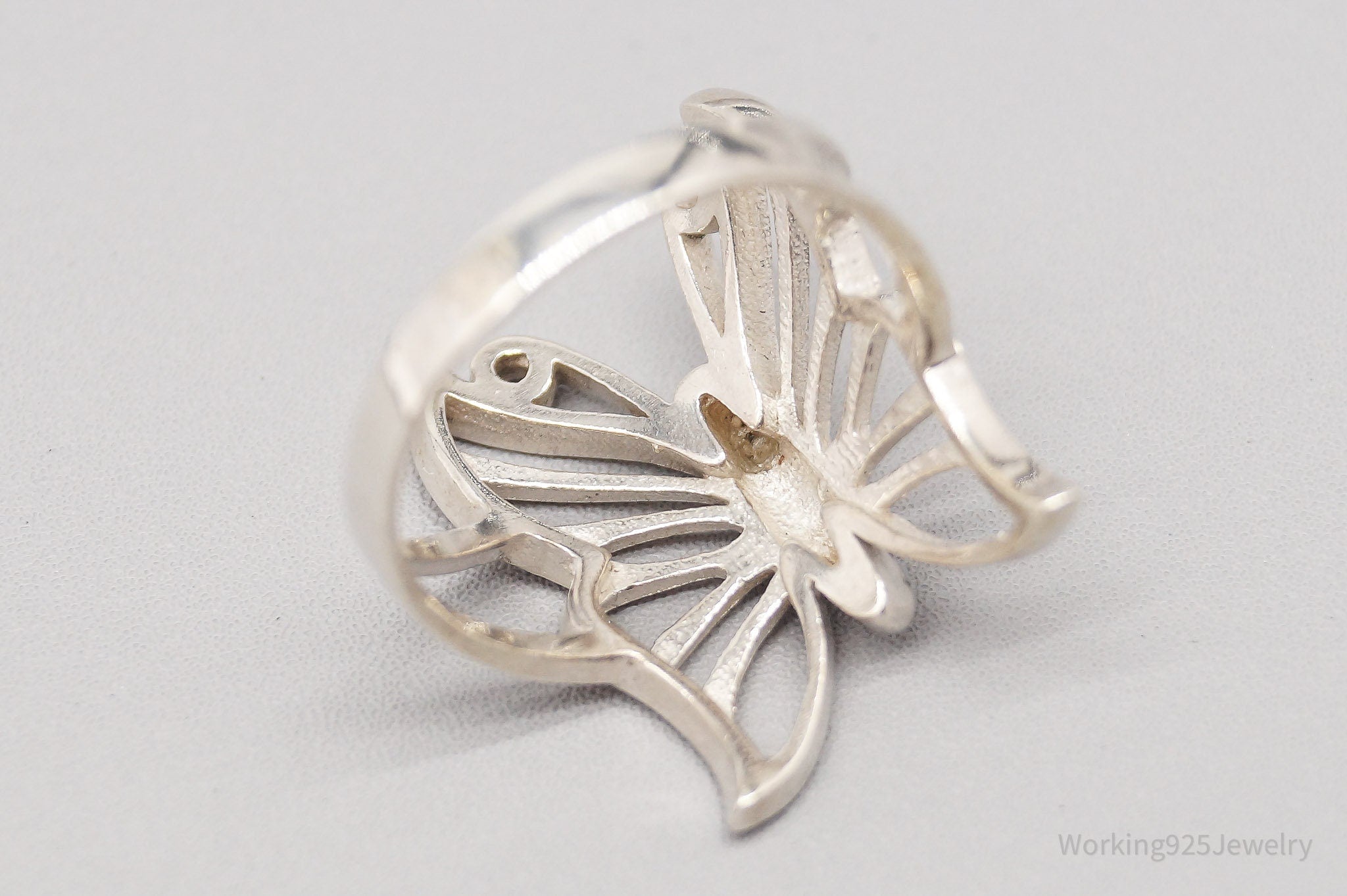 Vintage Butterfly Sterling Silver Ring - Size 10.25