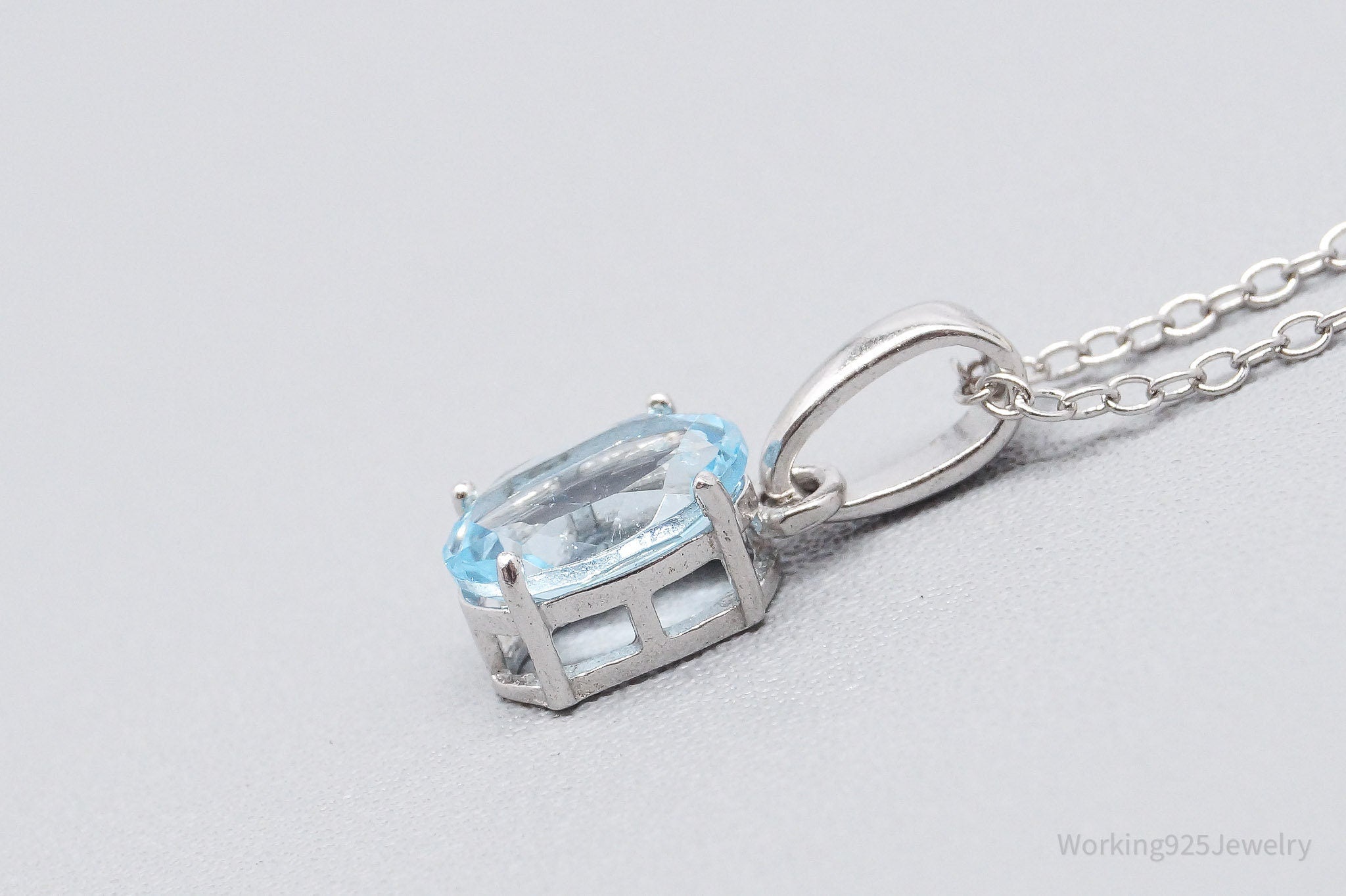 Vintage Blue Topaz Sterling Silver Necklace 18"