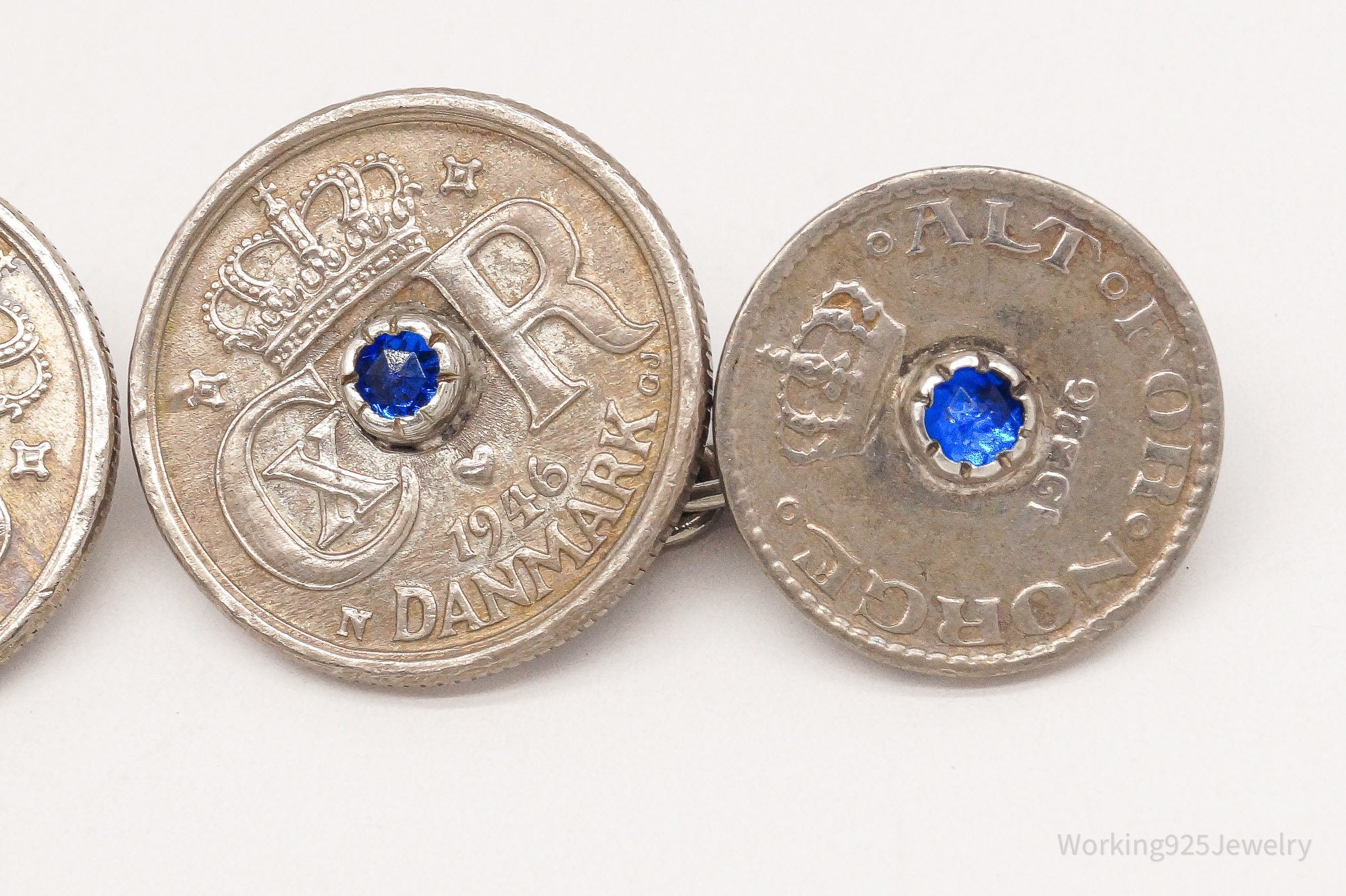 Rare Vintage Denmark Danmark Coins Cufflinks