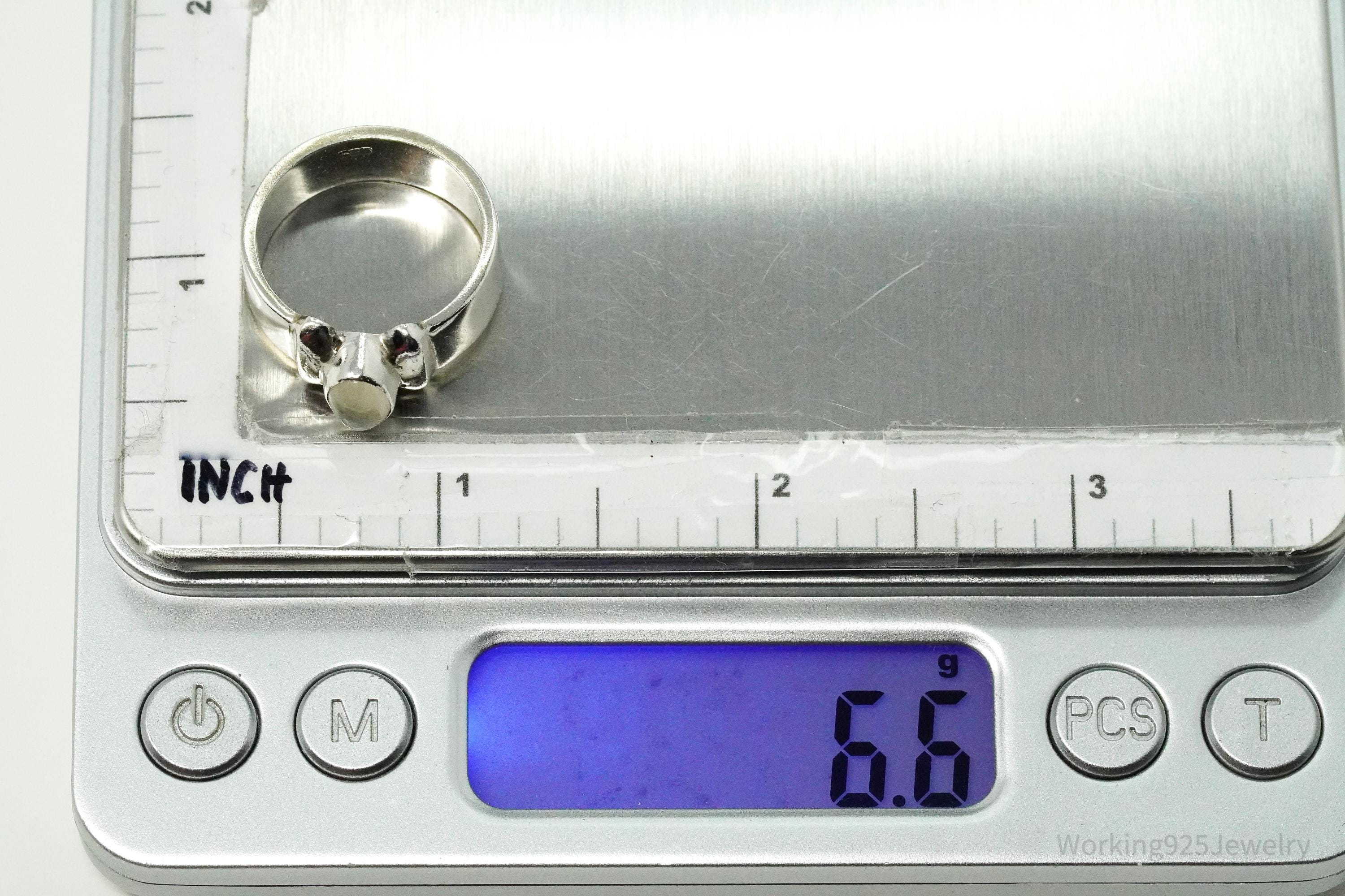 Vintage White Moonstone Sterling Silver Ring - Size 7.5