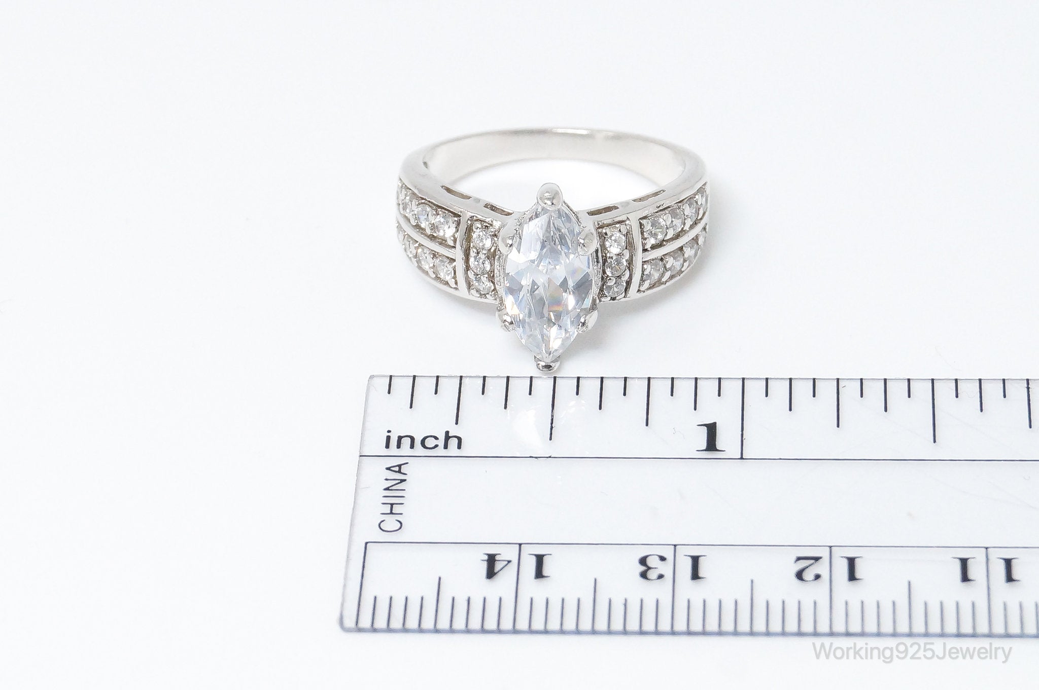 Vintage Seta Art Deco Style Cubic Zirconia Sterling Silver Ring SZ 8