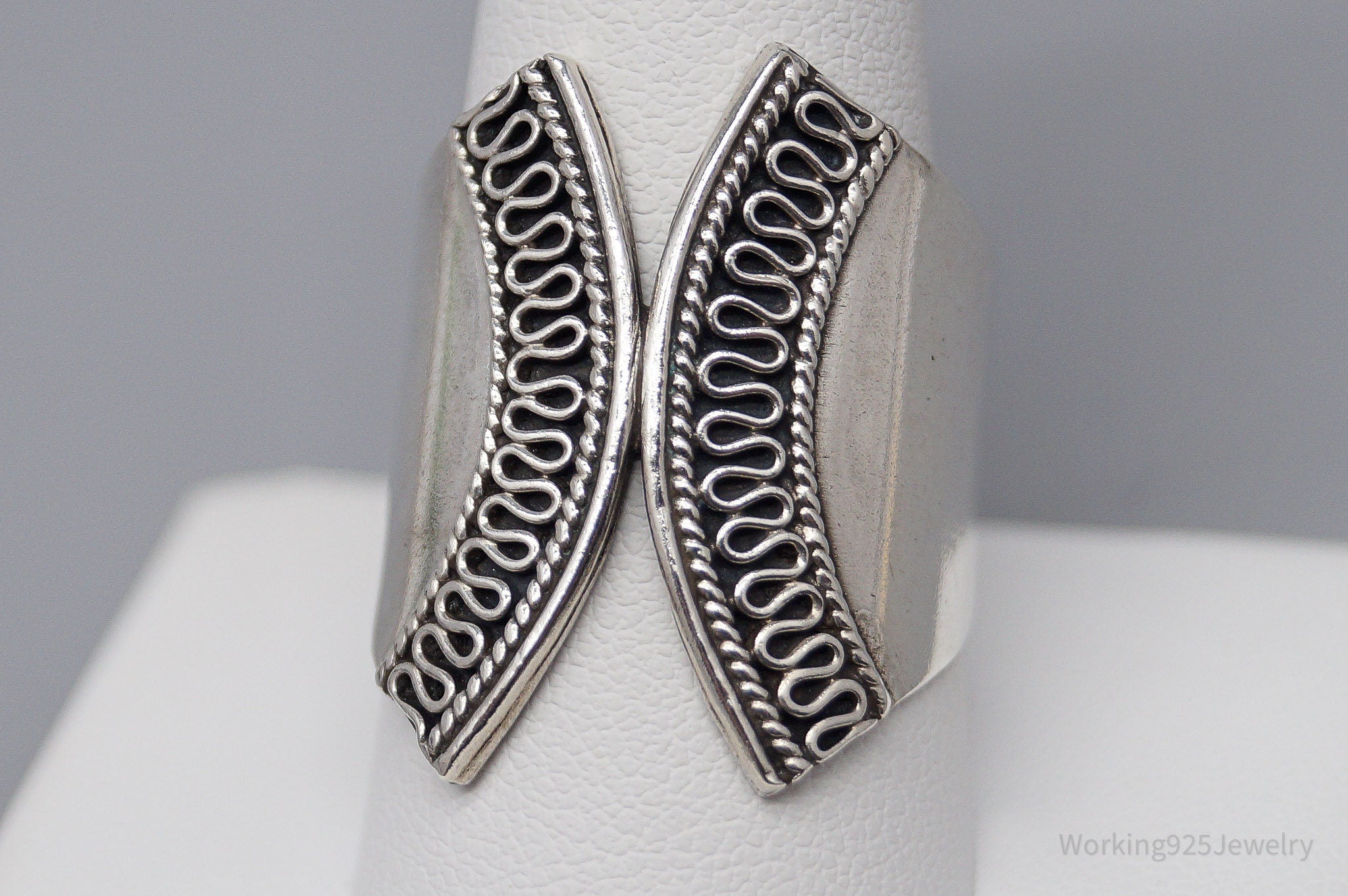 Vintage Sterling Silver Wide Band Ring - Size 9.75