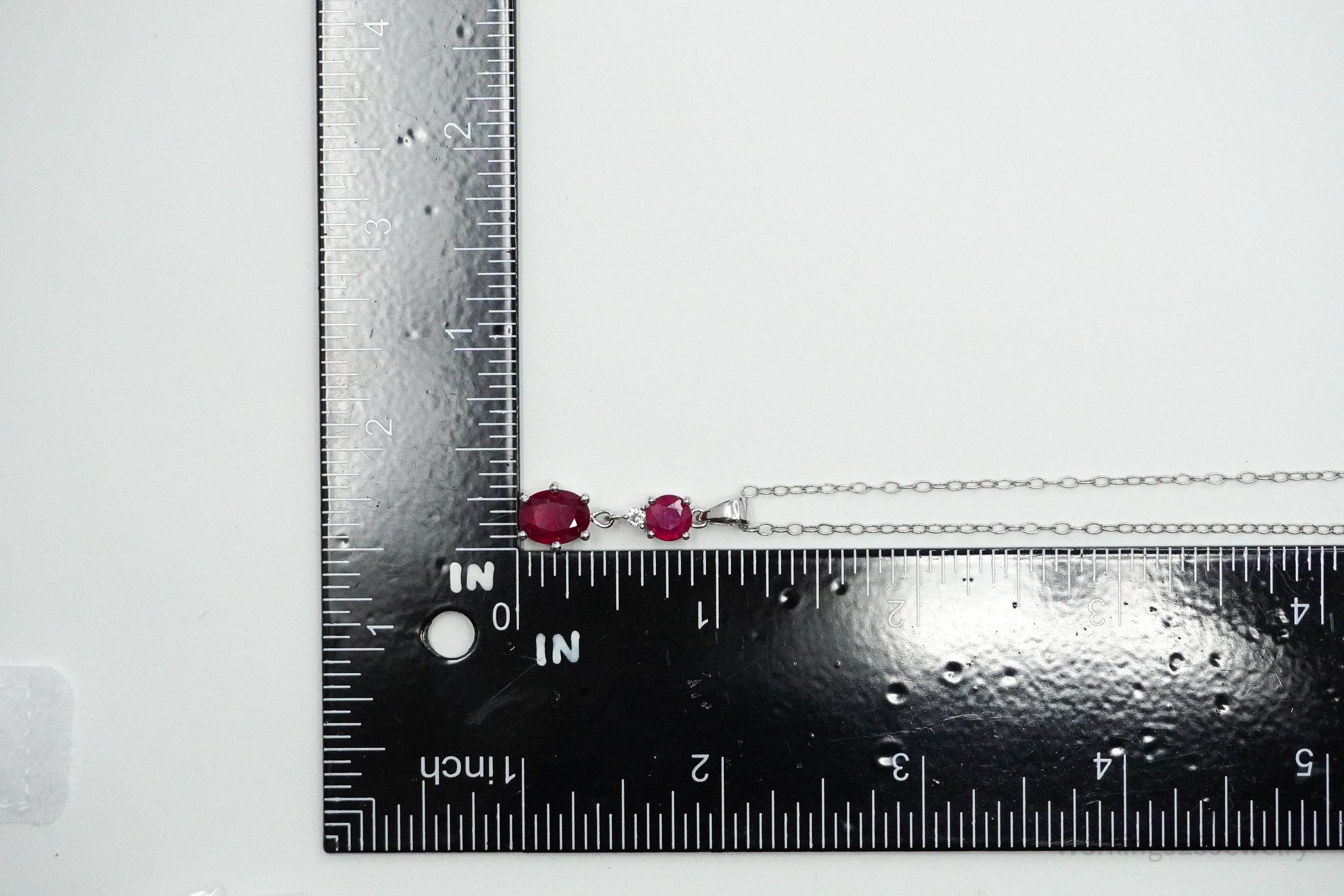 JTV's TGGC Ruby & White Topaz Sterling Silver Necklace 18"