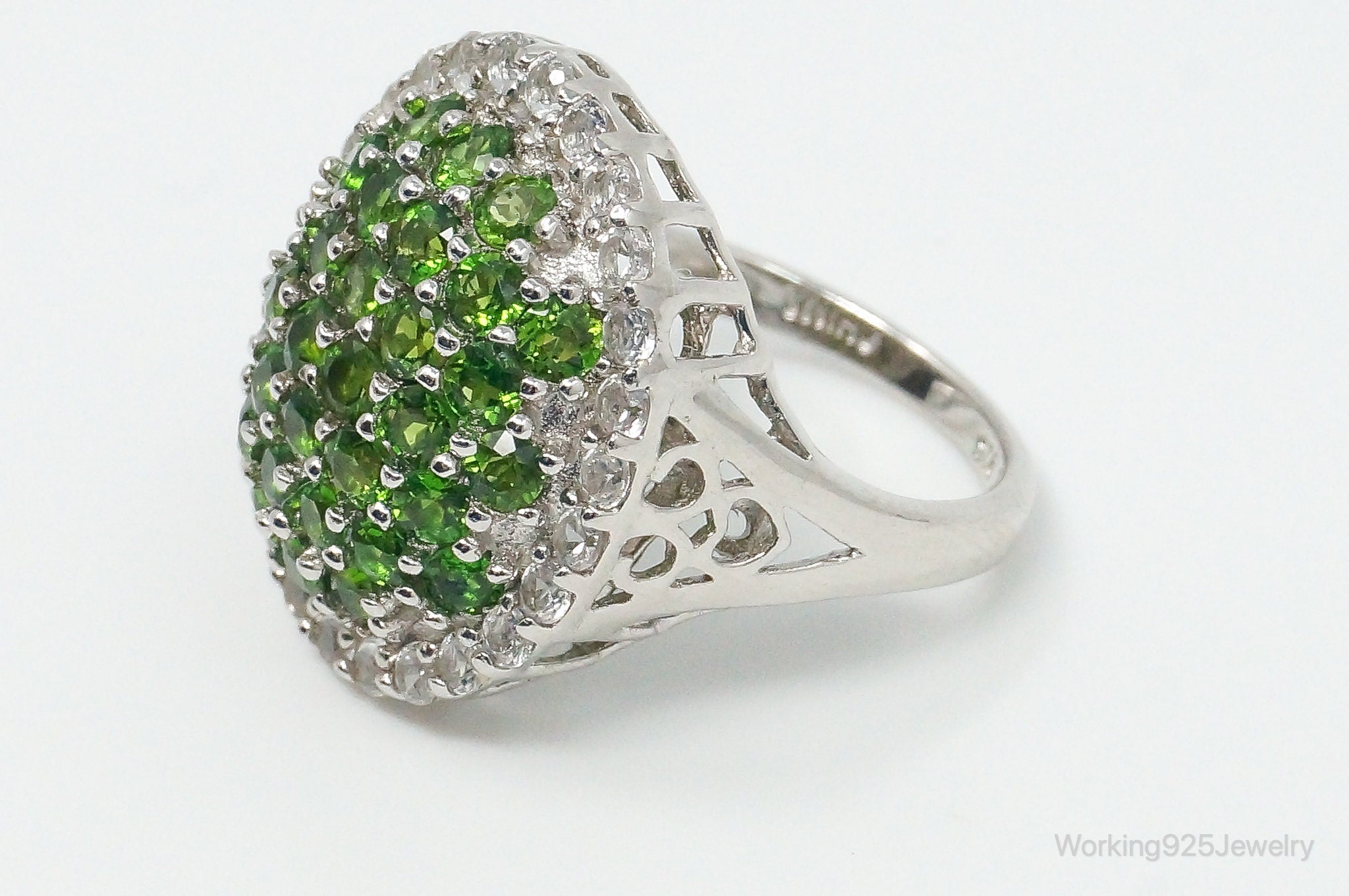 Vintage Peridot Cubic Zirconia Sterling Silver Ring - Size 7