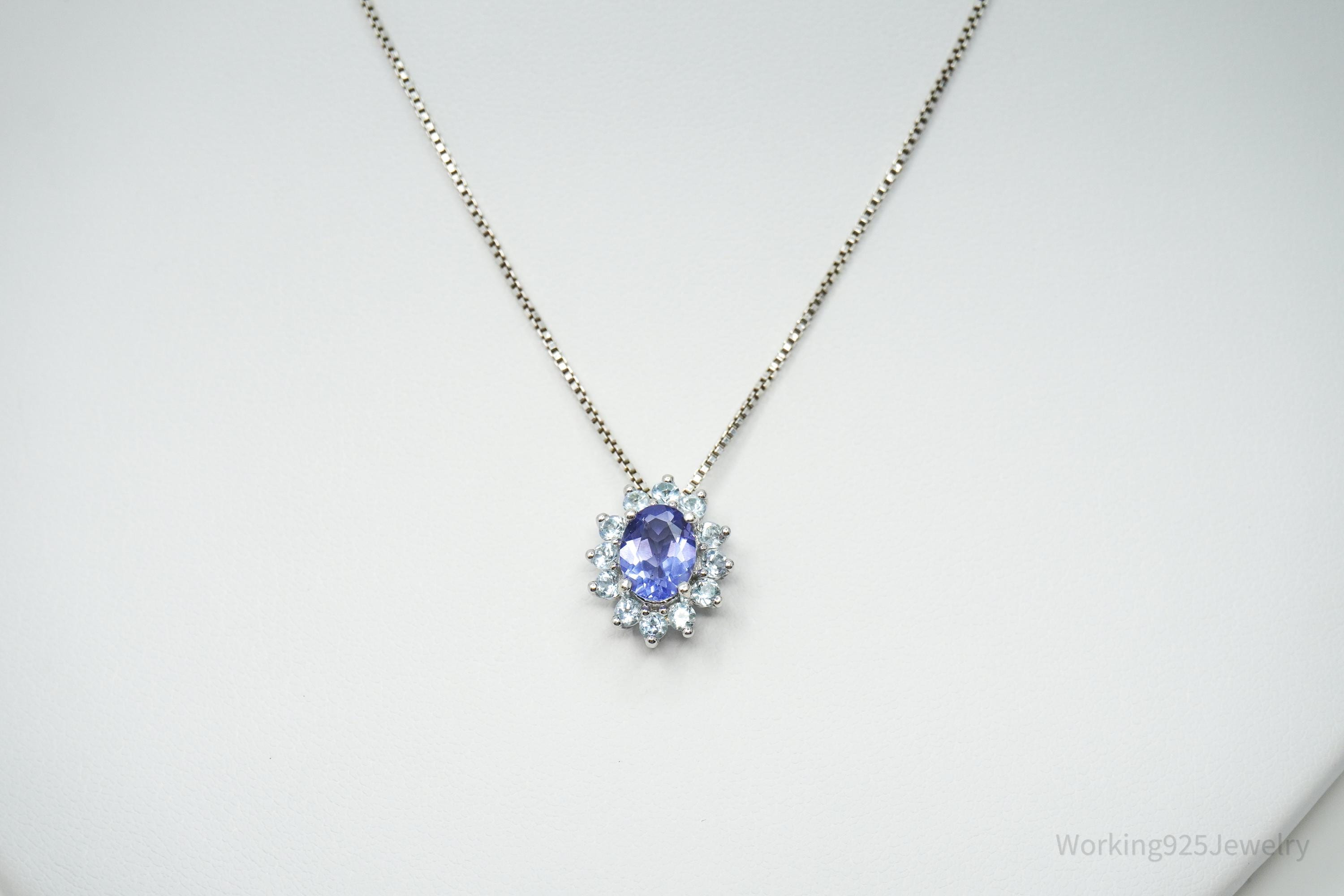 JTV's TGGC Created Tanzanite & Blue Topaz Sterling Silver Necklace 18"