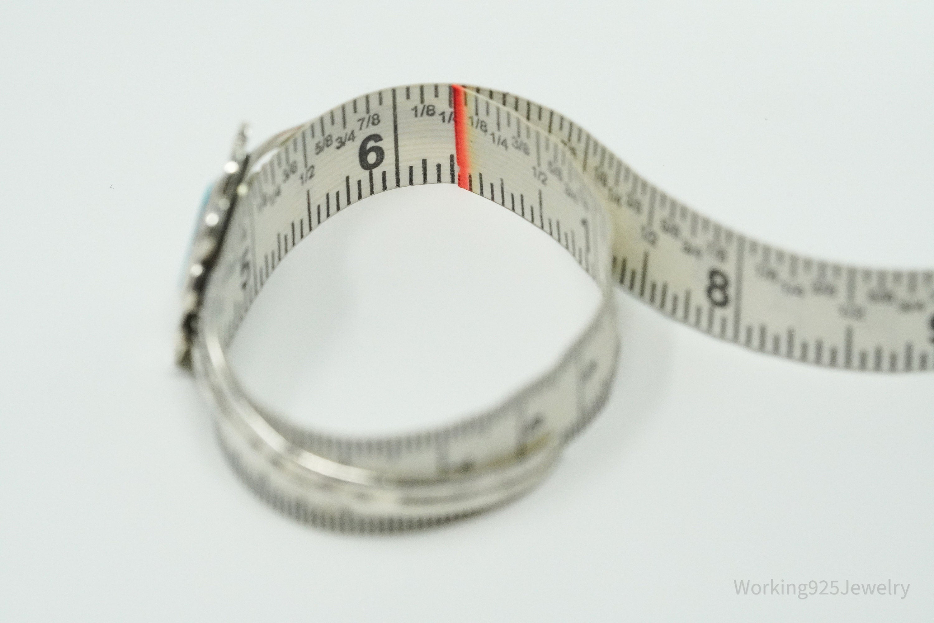 Vintage Native Handmade Blue Turquoise Sterling Silver Cuff Bracelet 6.25"