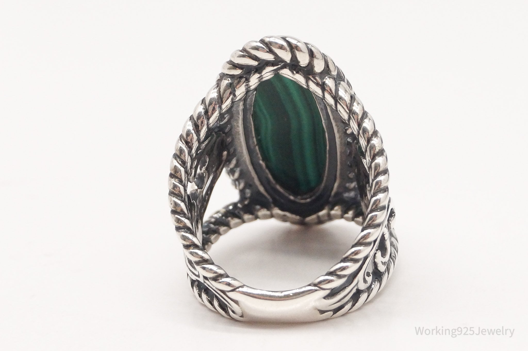 Vintage Carolyn Pollack Relios AW Malachite Sterling Silver Ring - Size 5