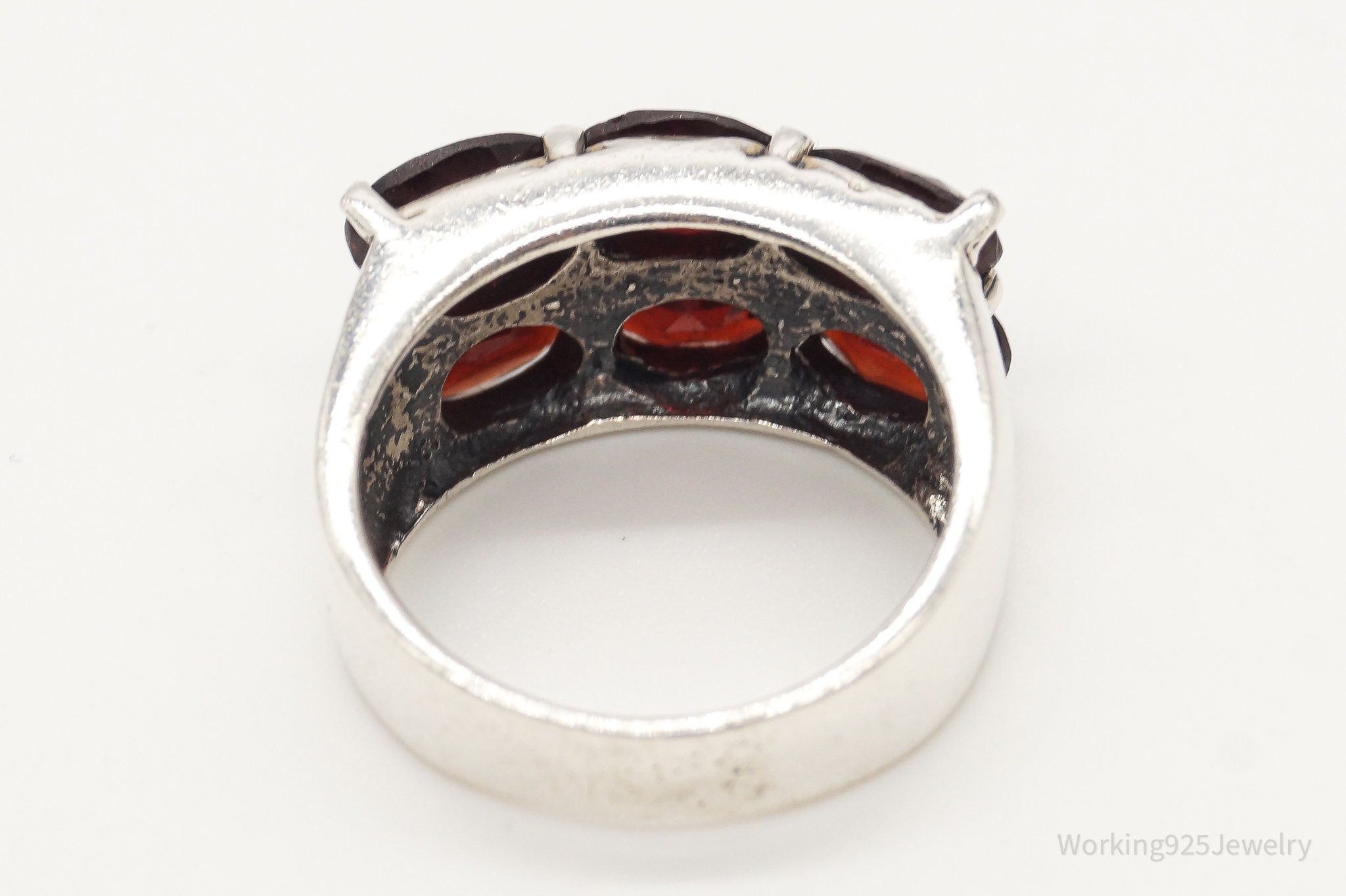 Vintage Garnet Sterling Silver Ring - Size 6.5