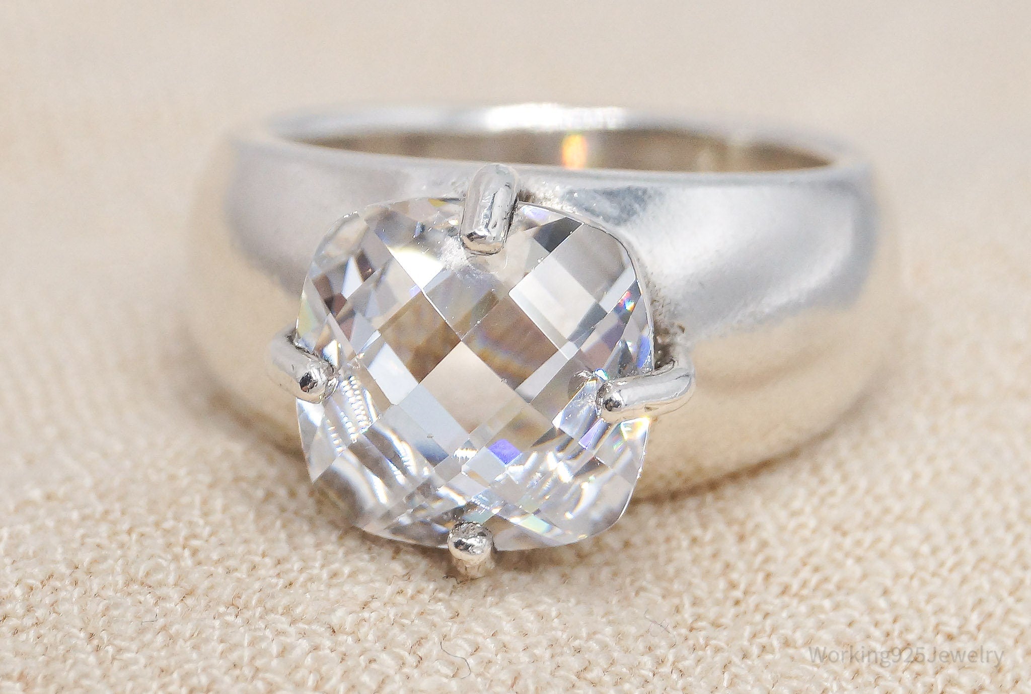 Vintage Cubic Zirconia Sterling Silver Ring - Size 6