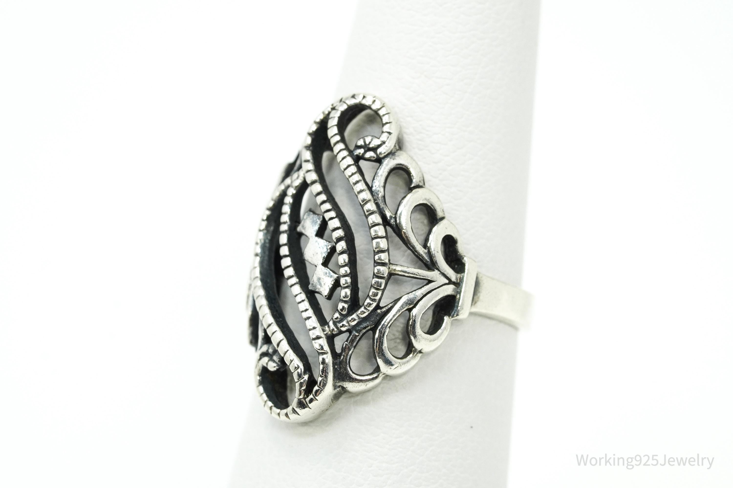 Vintage Filigree Sterling Silver Ring - Size 5.75
