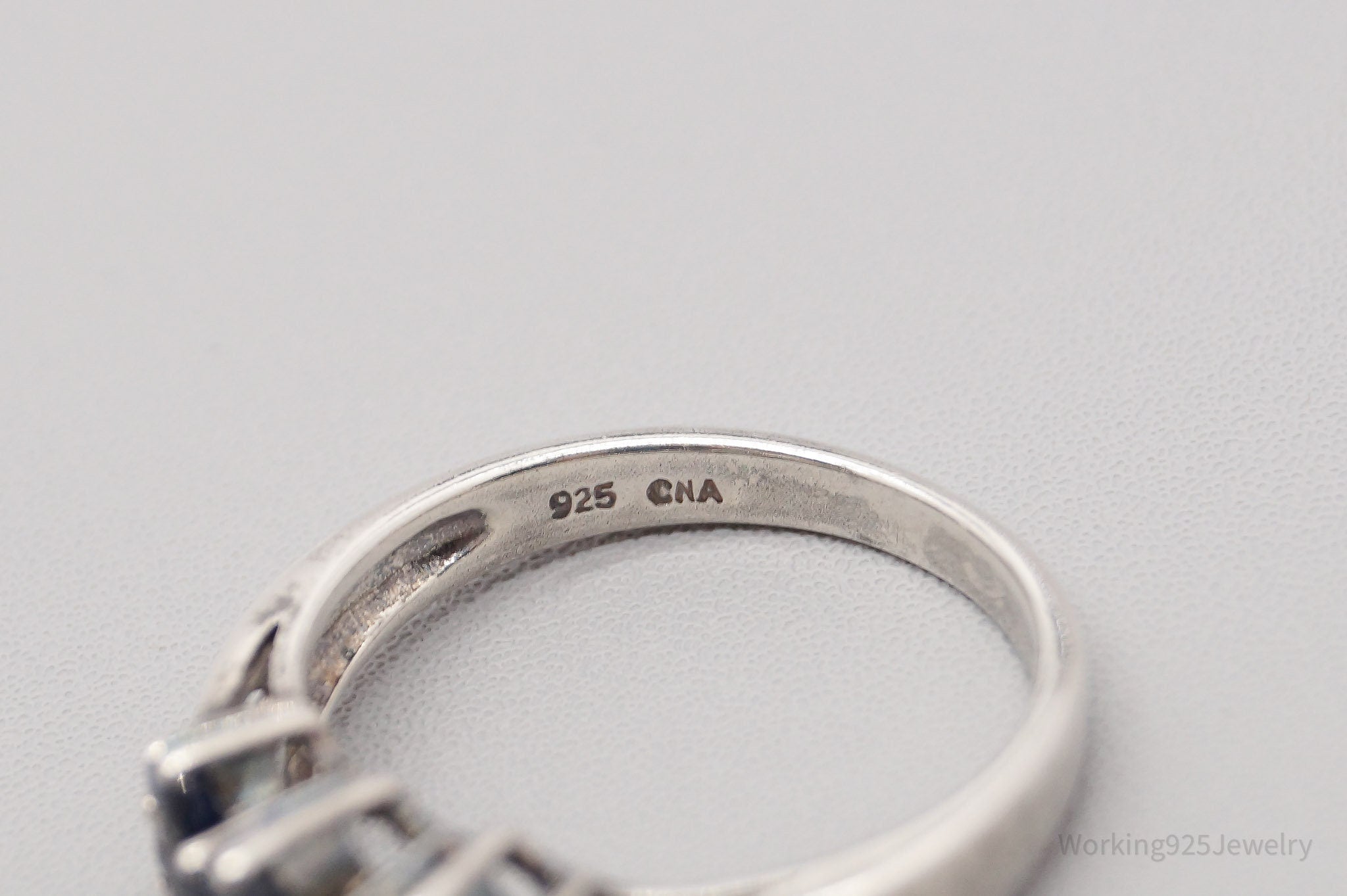 Vintage CNA Blue Sapphire Sterling Silver Ring - Size 6.75