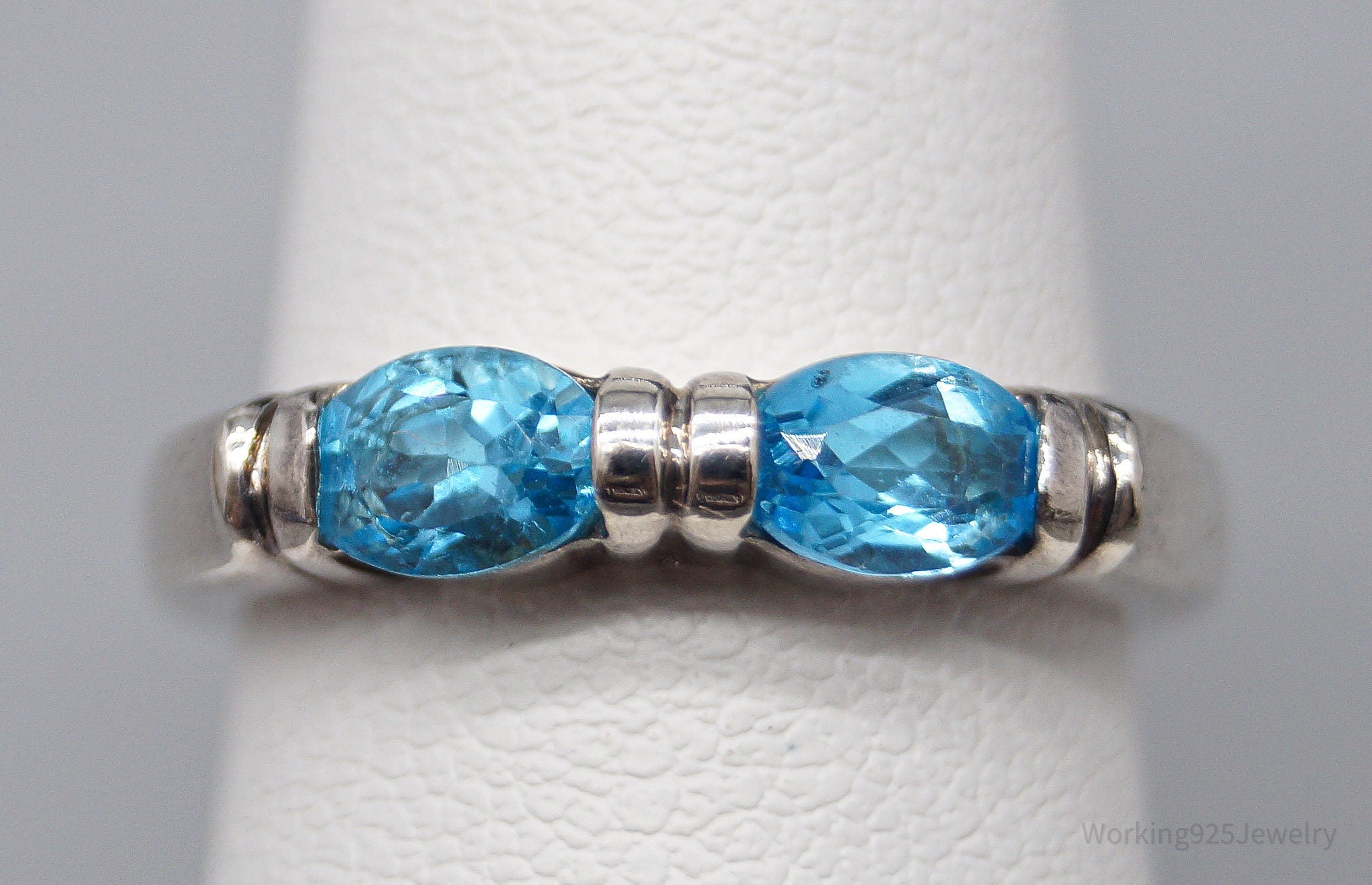 Vintage Blue Topaz Sterling Silver Ring - Size 6