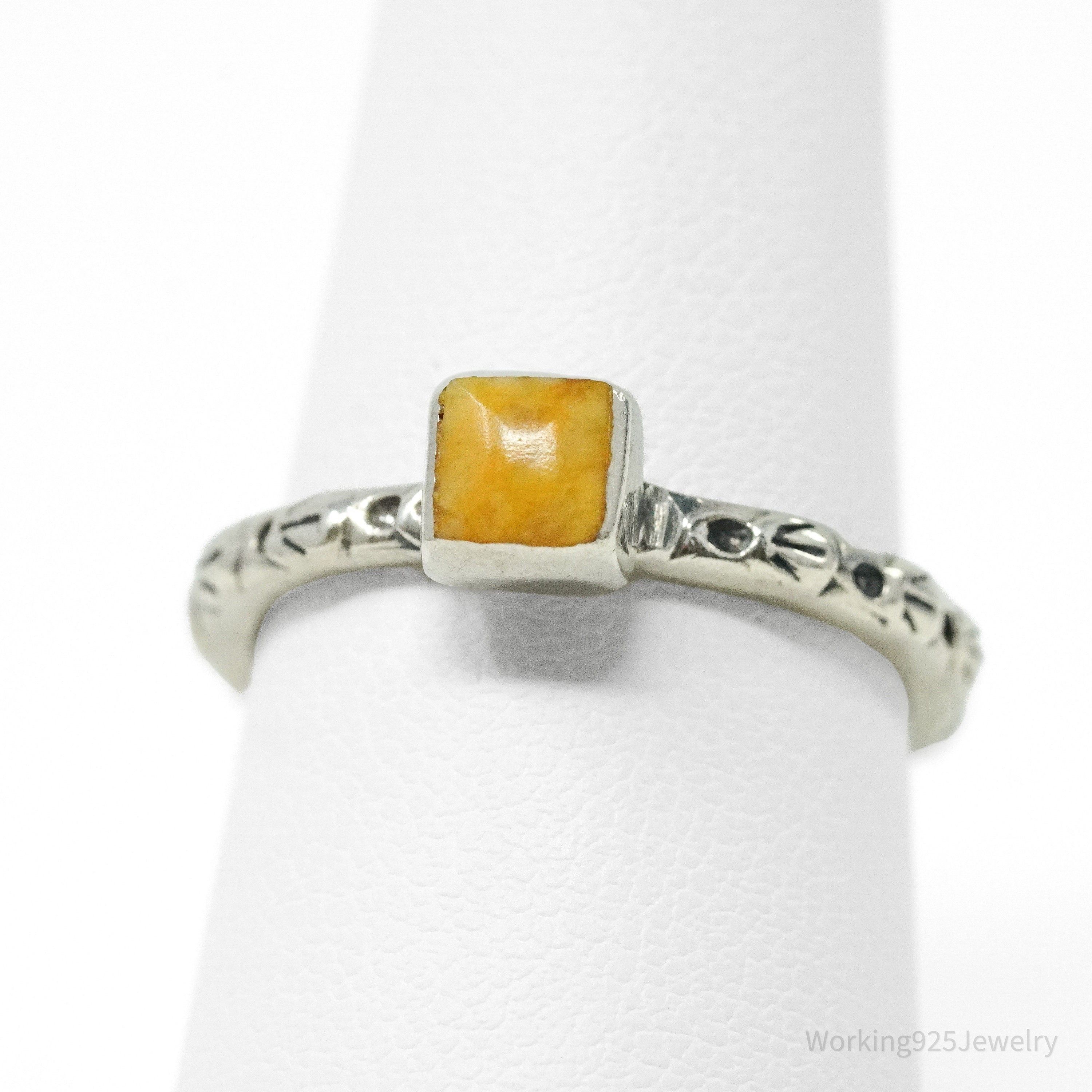 Vintage Peyote Bird Southwestern Shell Oyster Sterling Silver Ring - Size 7