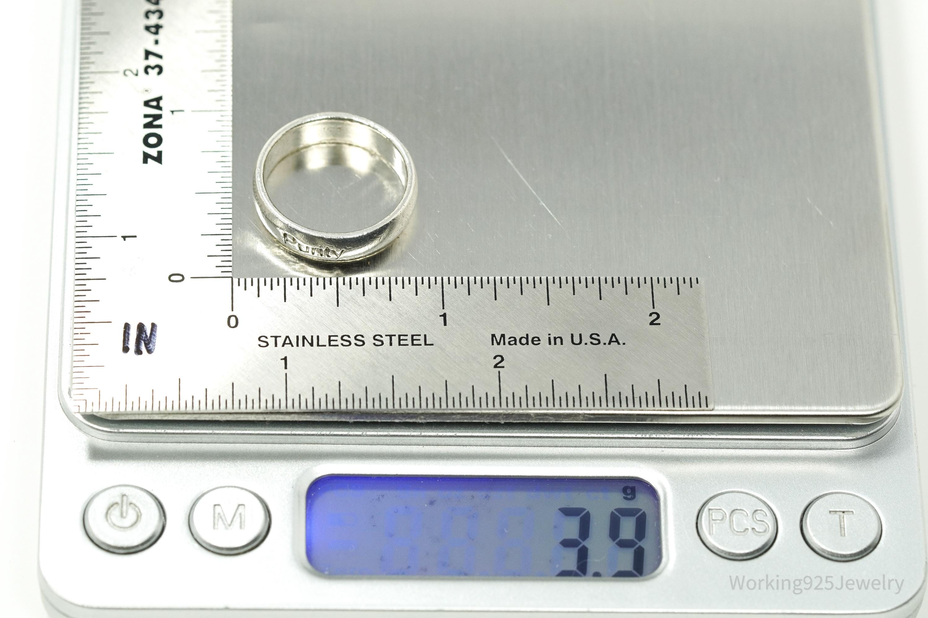 Vintage "Purity" Sterling Silver Band Ring - Size 6.75