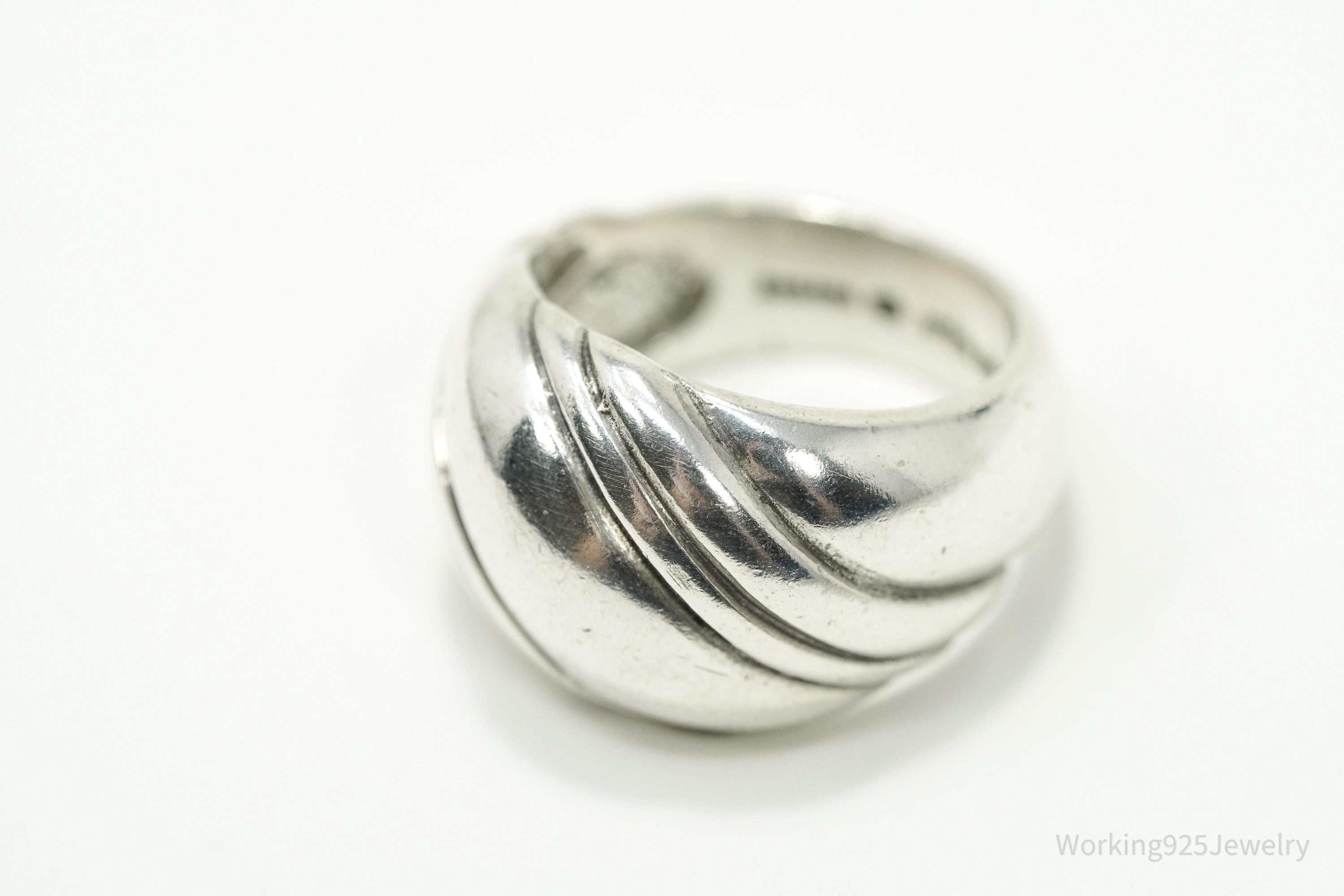 Vintage Designer Kabana Puffy Style Sterling Silver Ring - Size 7