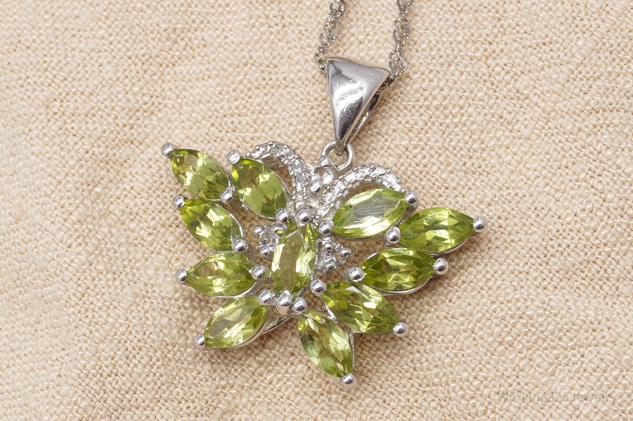 JTV's TGGC Peridot & White Topaz Butterfly Sterling Silver Necklace - 20"