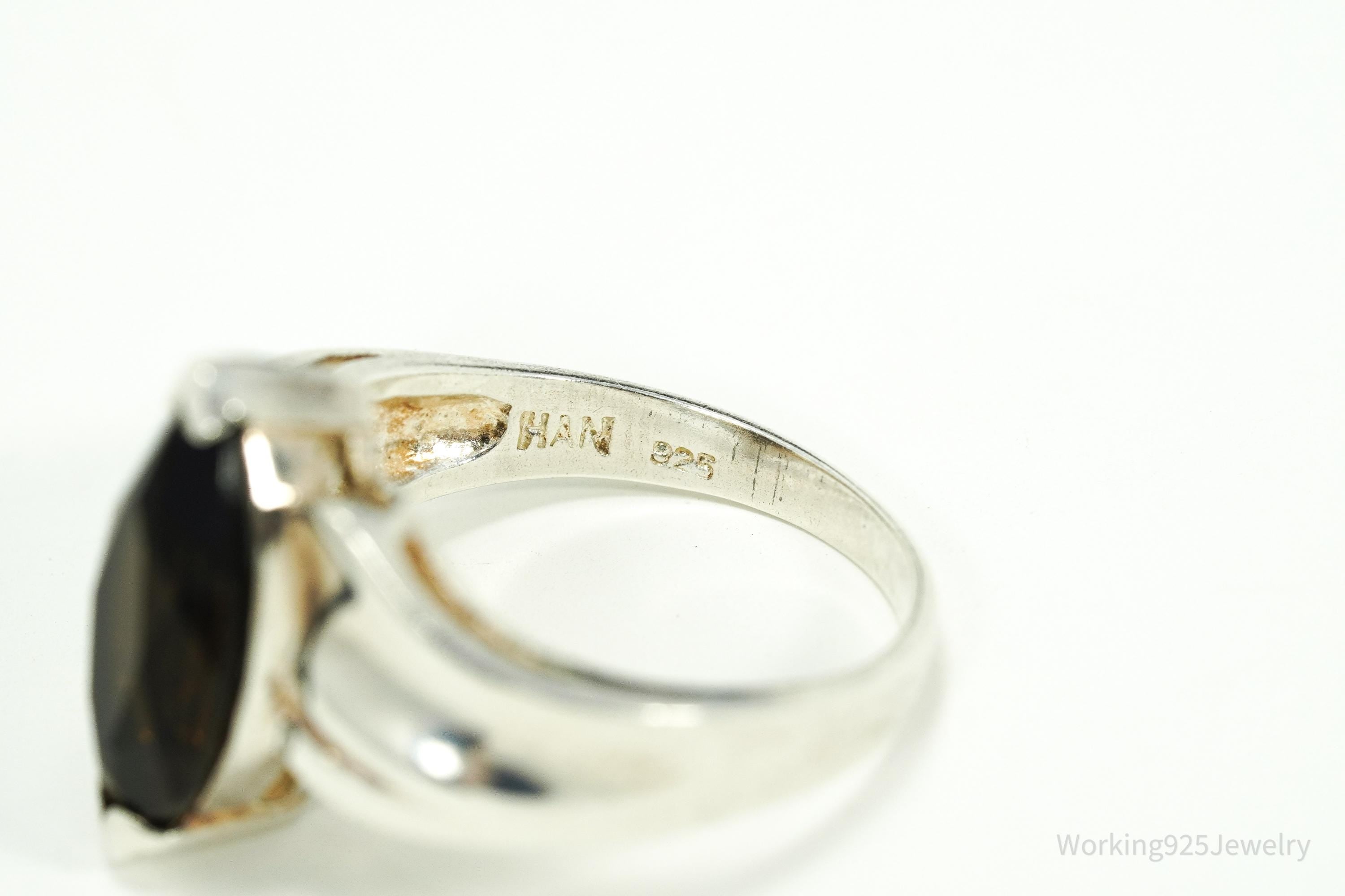 Vintage Smoky Topaz Sterling Silver Ring - Size 7