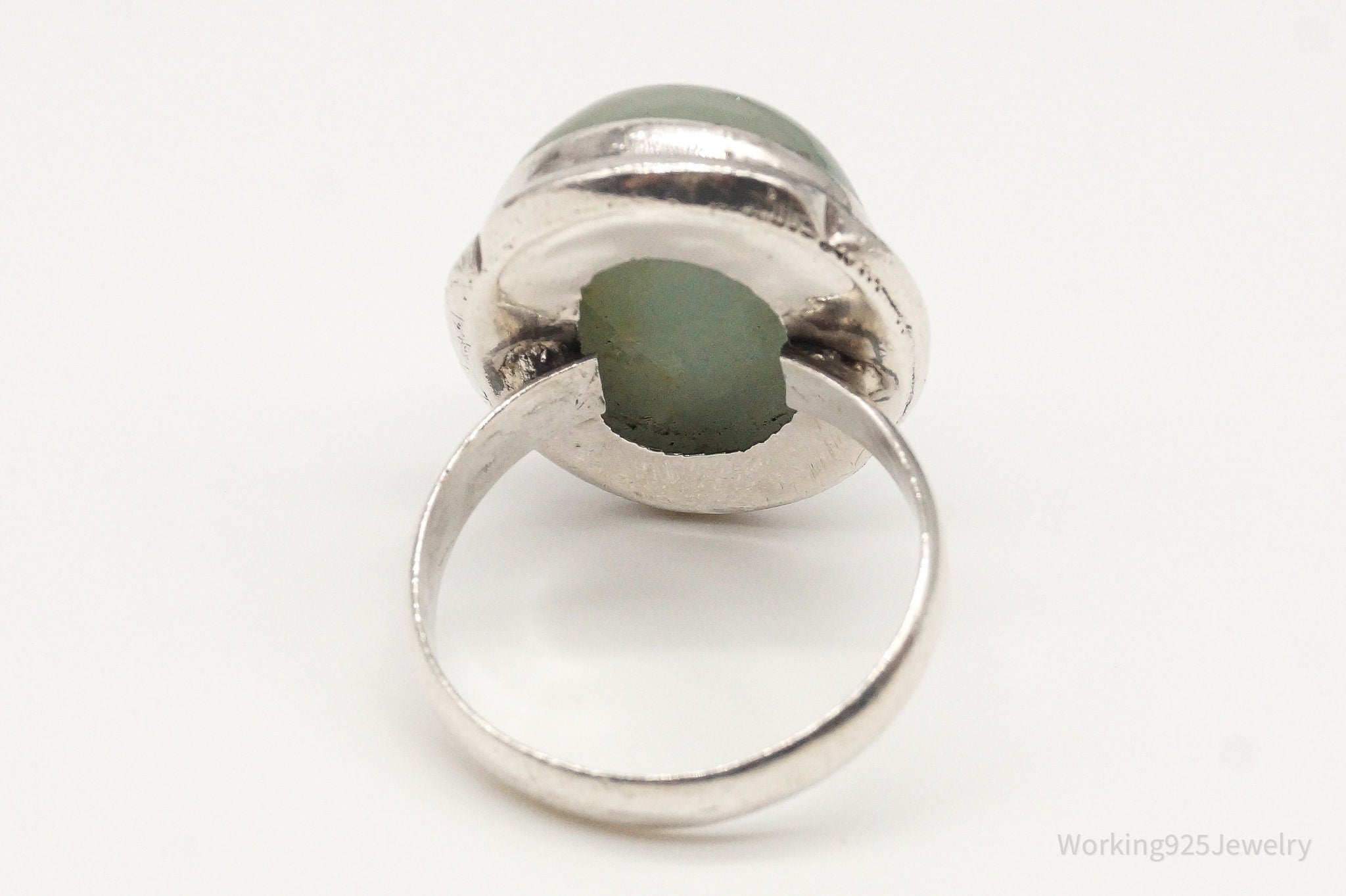 Vintage Large Amazonite Sterling Silver Ring - Size 10.25