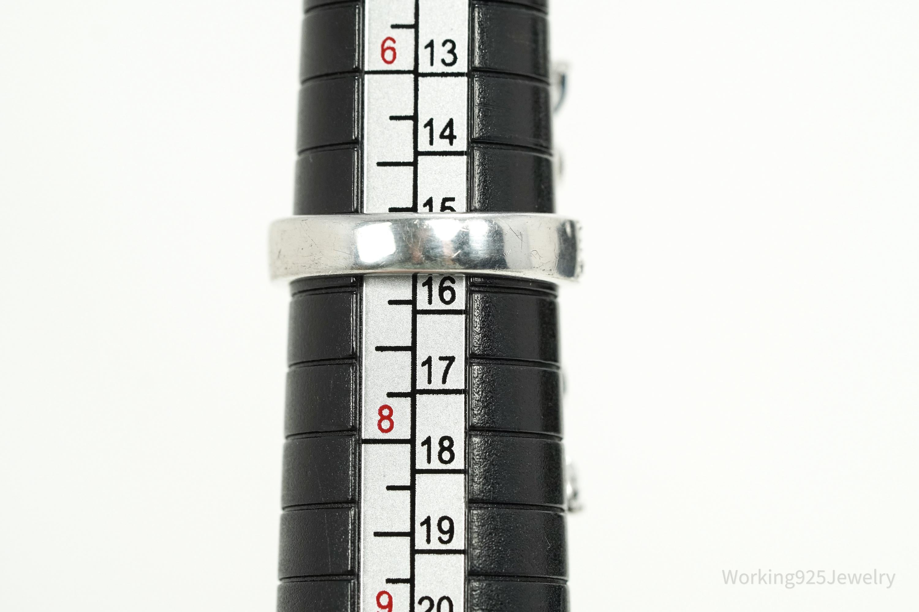 Vintage SETA Faux Blue Sapphire & Cubic Zirconia Sterling Silver Ring - Size 7