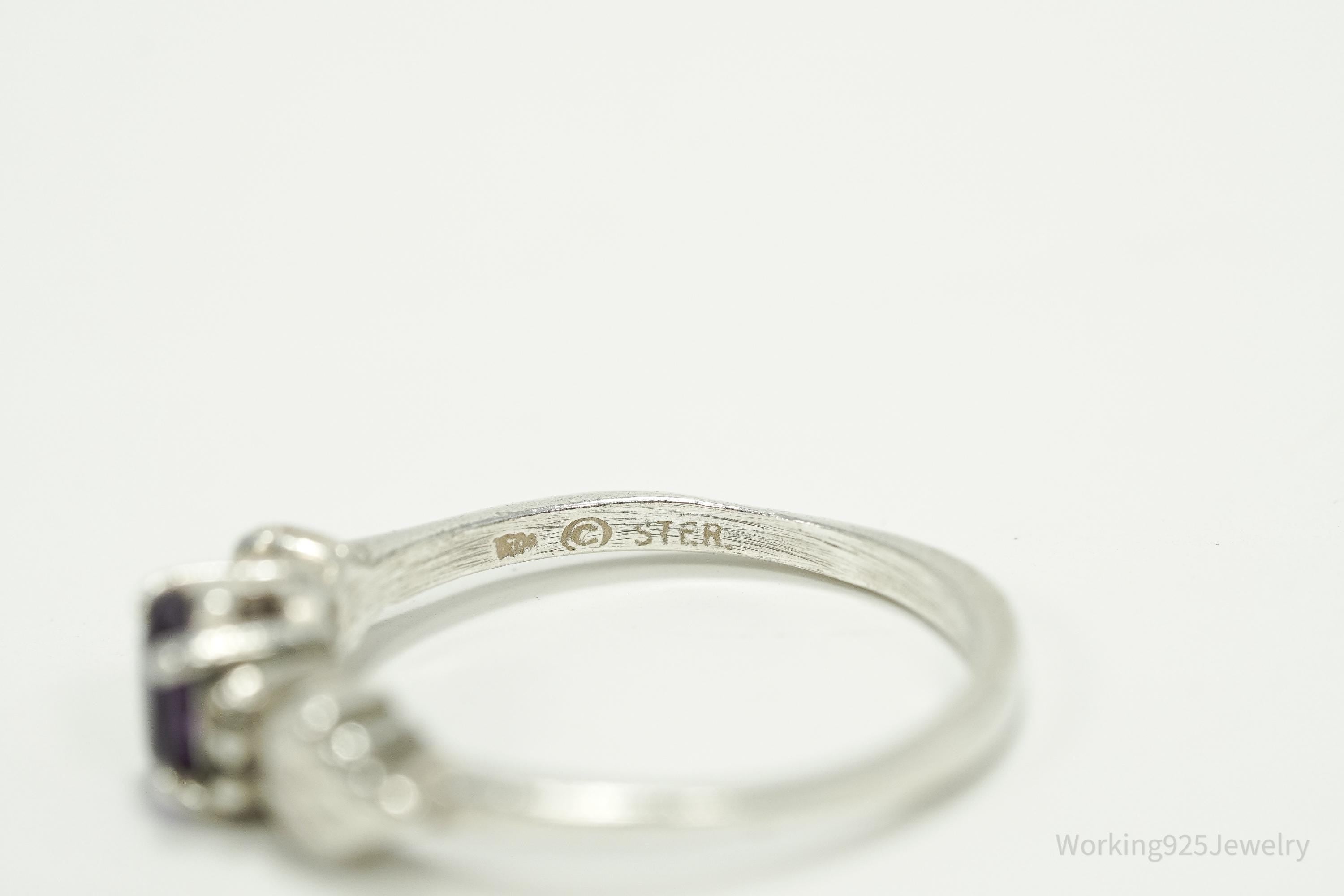 Vintage WMCO Purple Amethyst Sterling Silver Ring - Size 7.25