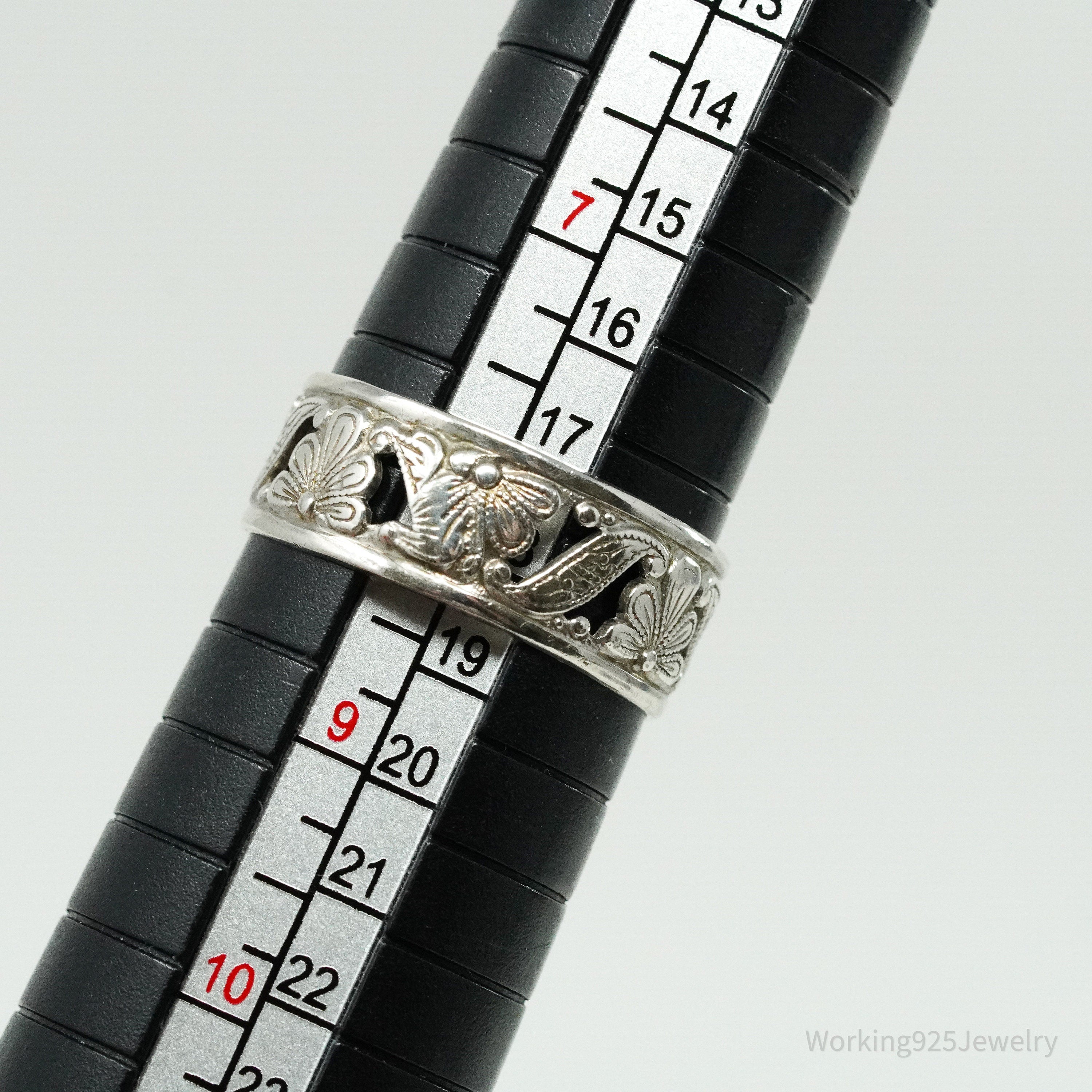 Antique Art Deco Sterling Silver Band Ring - Size 8.25