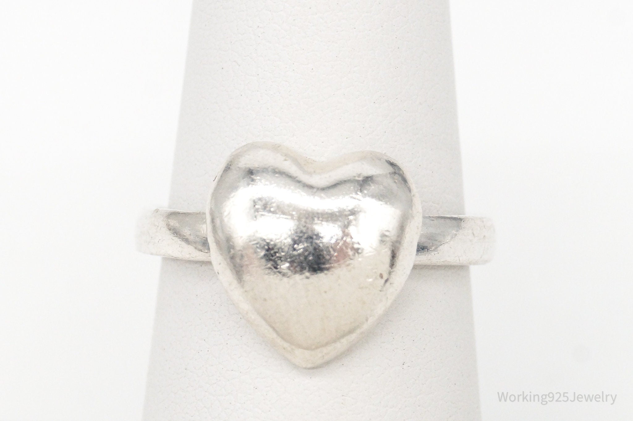 Vintage Sliding Heart Sterling Silver Ring - Size 6.5