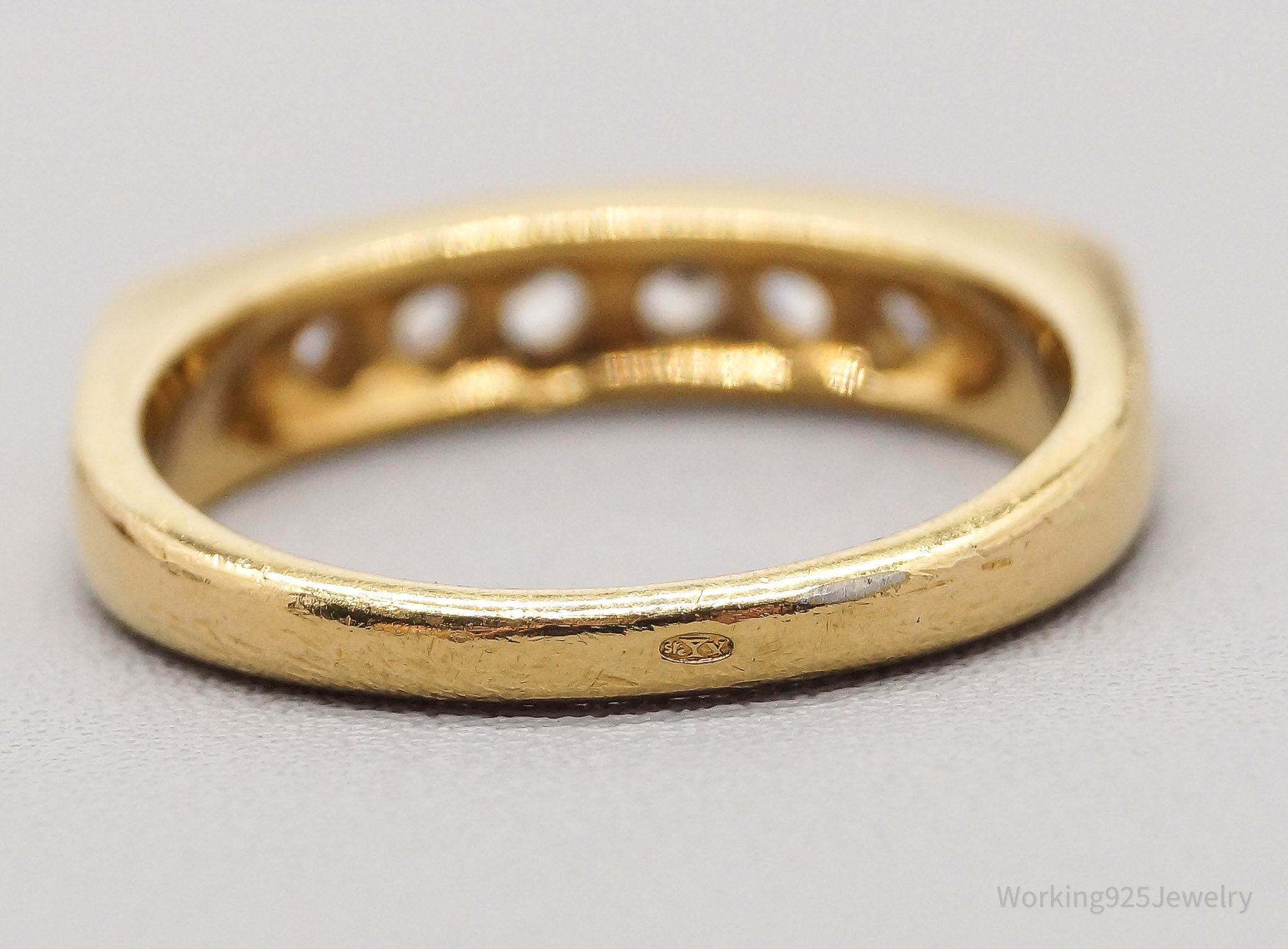 Vintage Cubic Zirconia Gold Vermeil Sterling Silver Ring - Size 7.25