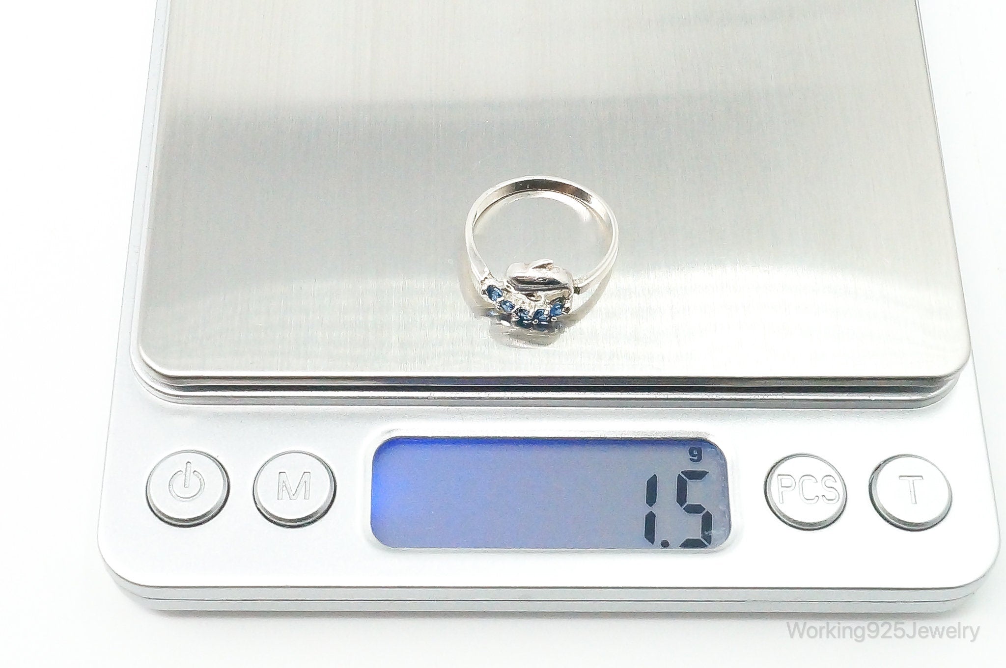 Blue Topaz Dolphin Sterling Silver Ring - Size 6.5