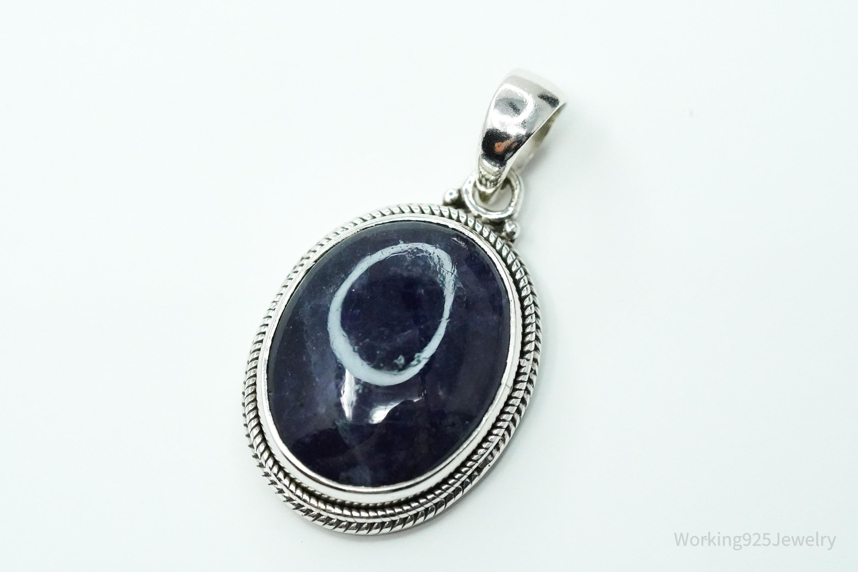 Vintage Bluish Purple Stone Sterling Silver Pendant