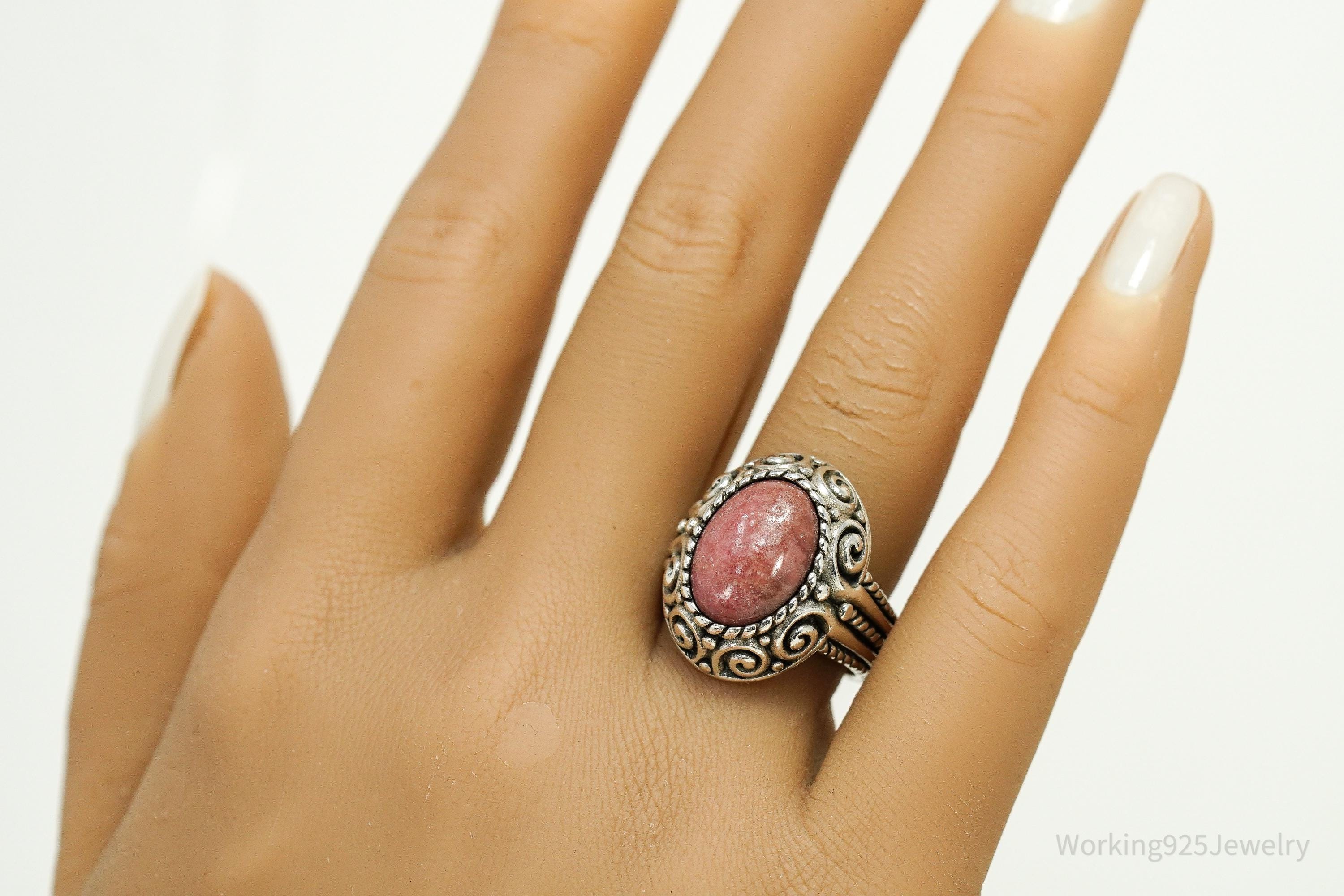 Vintage Native Carolyn Pollack Rhodonite Sterling Silver Ring - Size 8