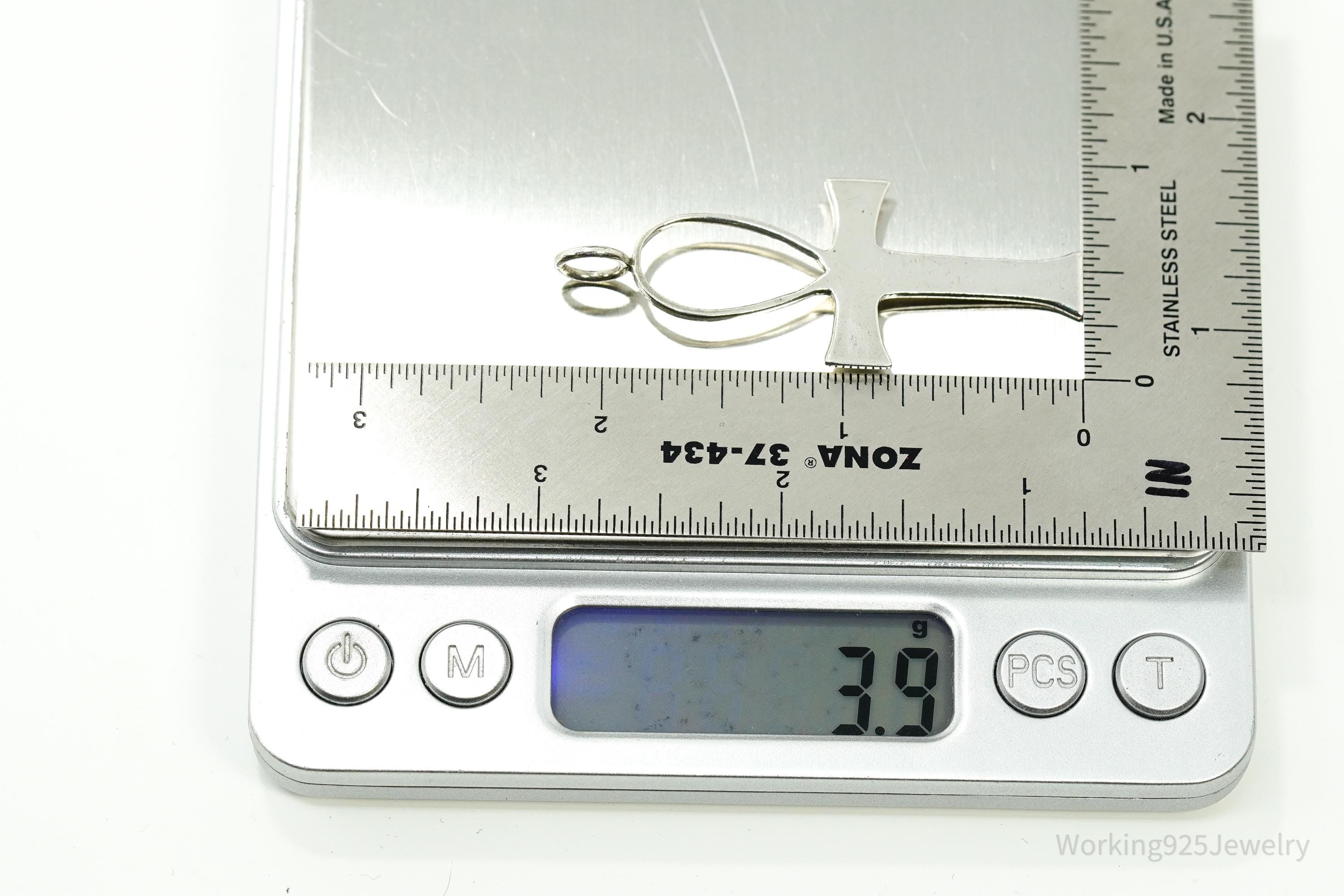 Vintage 1970 Leonore Doskow Ankh Cross Sterling Silver Pendant