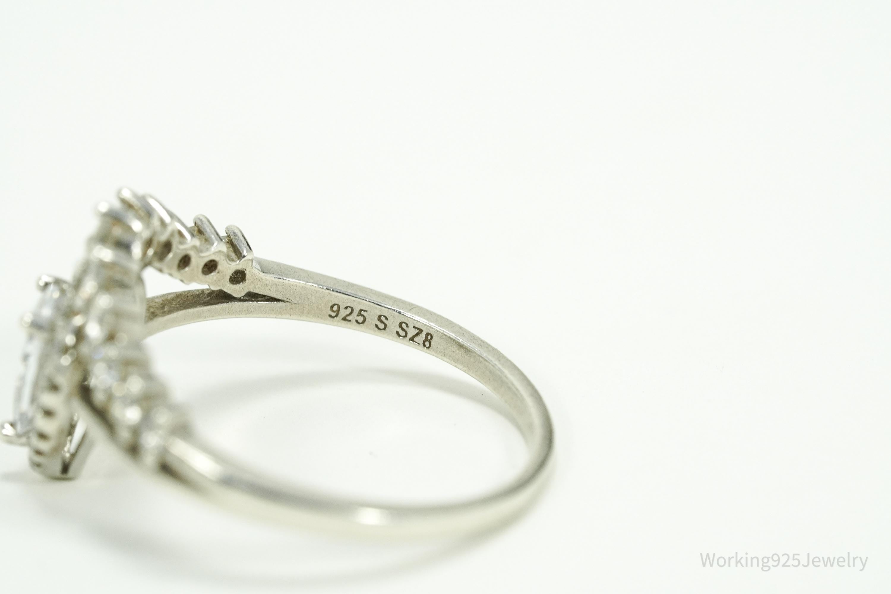 Vintage Cubic Zirconia Sterling Silver Ring - Size 8
