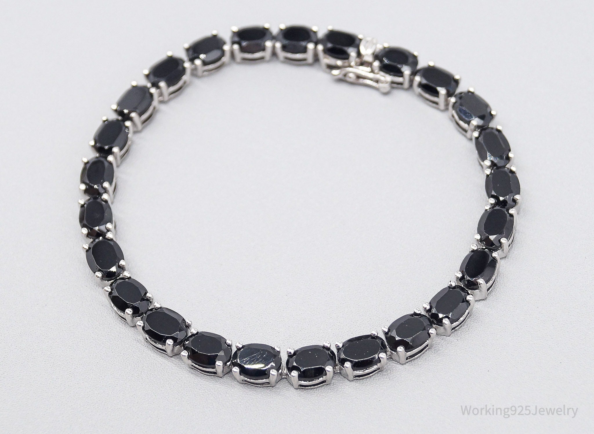 JTV TGGC Vintage Black Spinel Sterling Silver Bracelet 7 5/8"