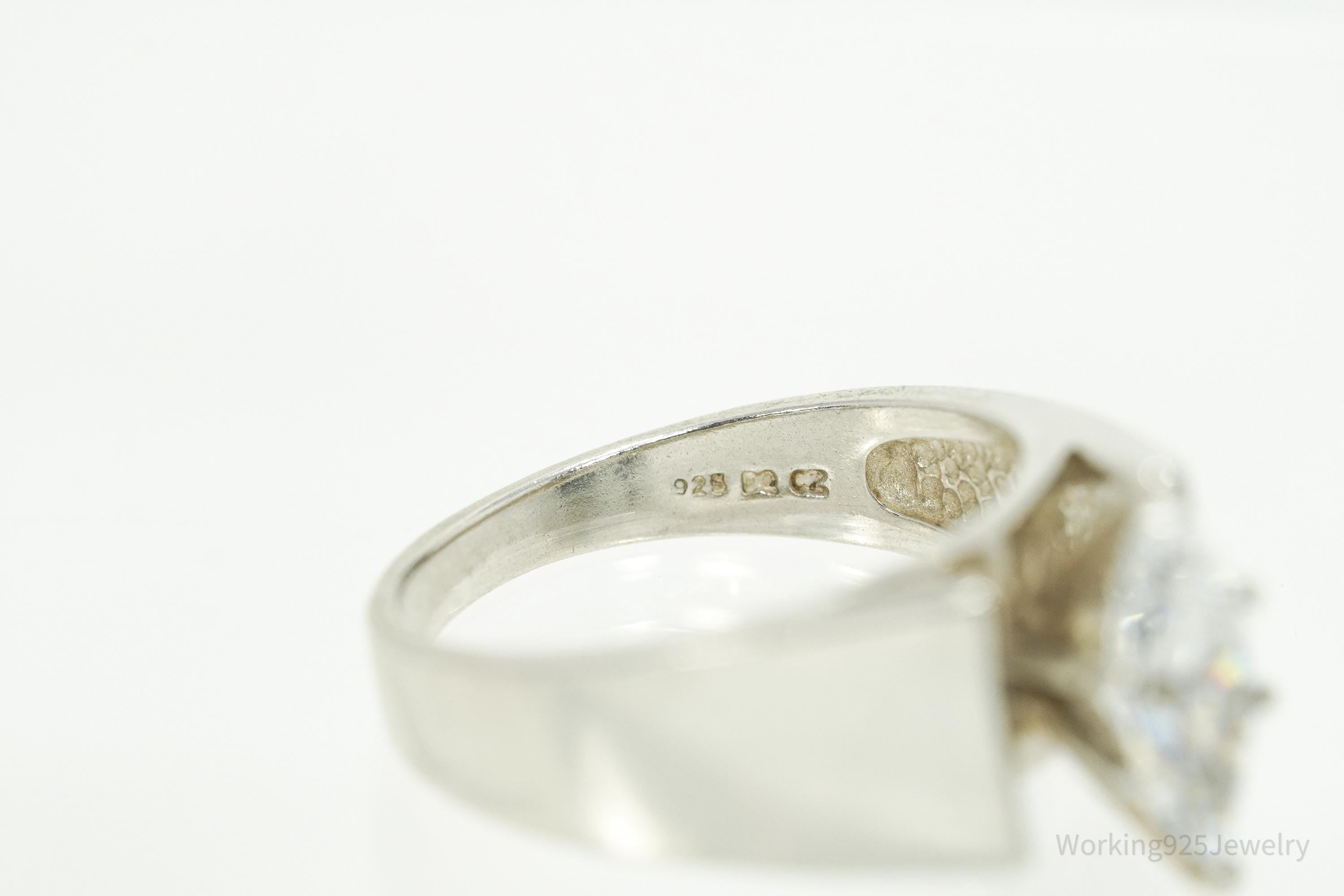 Vintage Diamonique Cubic Zirconia Sterling Silver Ring - Size 8.75
