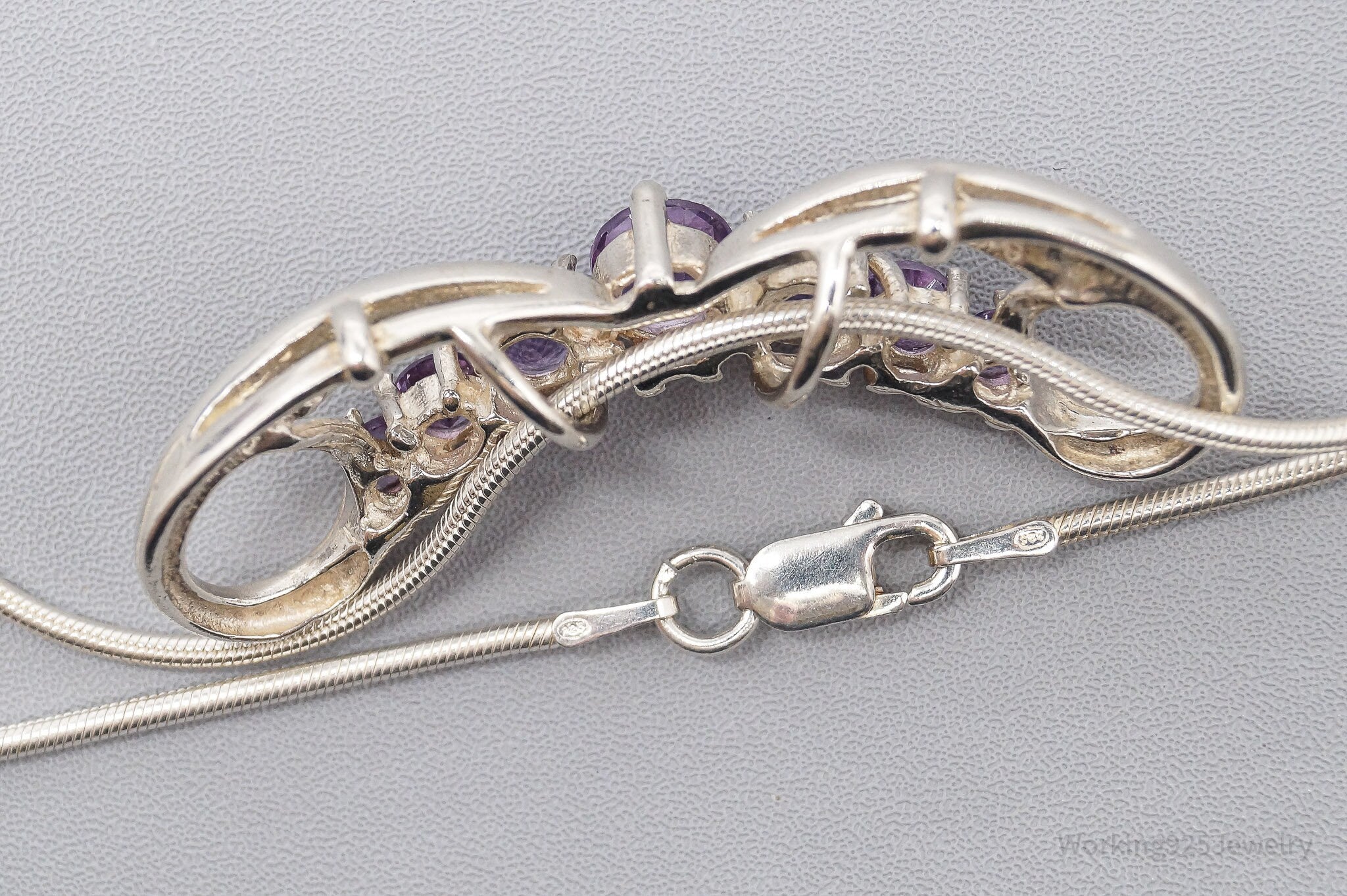 Vintage Amethyst Sterling Silver Chain Necklace 16"