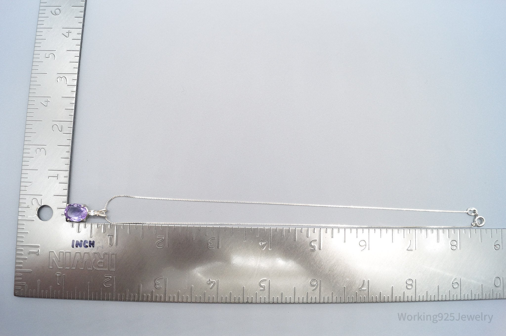 Vintage Amethyst Cubic Zirconia Sterling Silver Necklace 16"