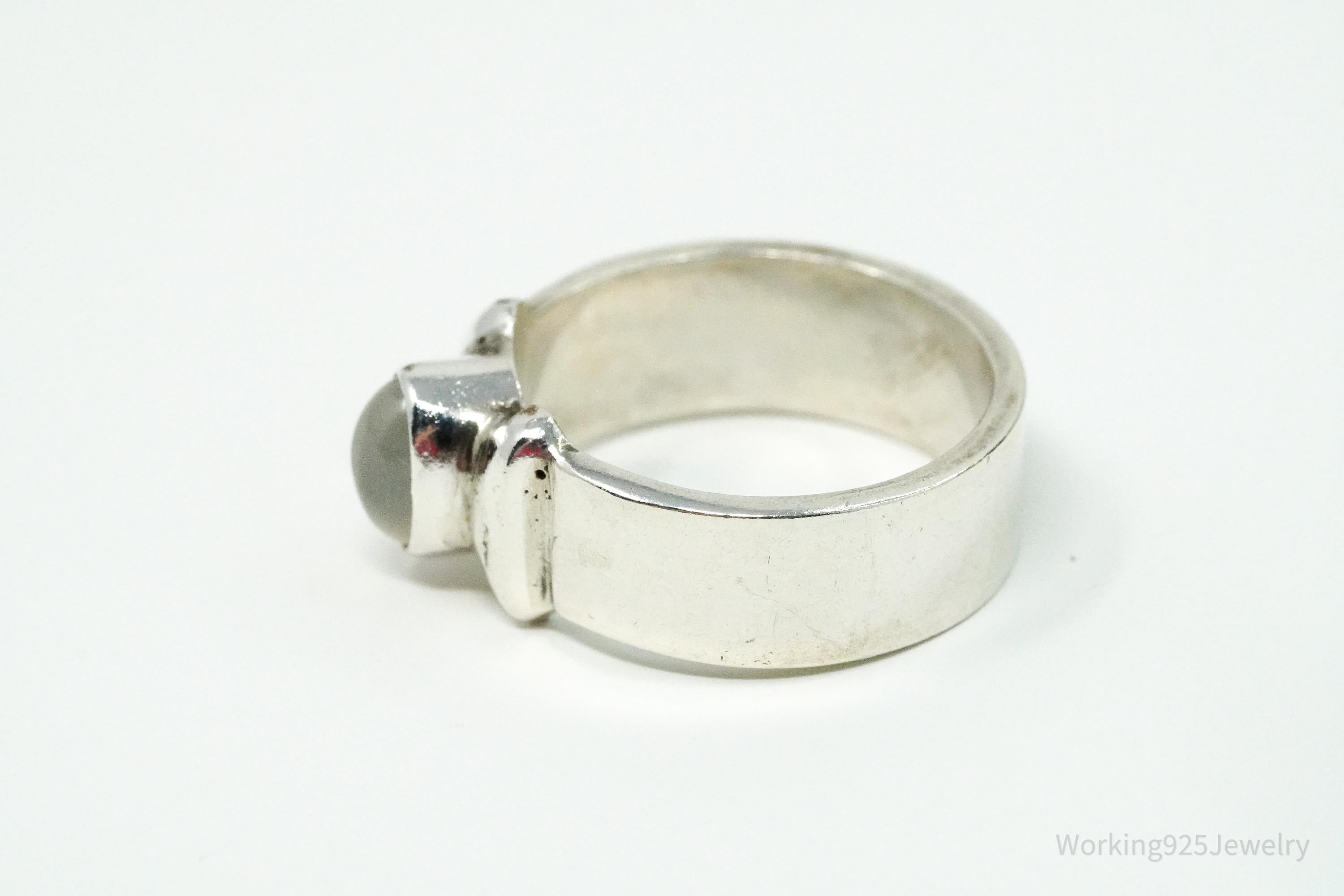 Vintage White Moonstone Sterling Silver Ring - Size 7.5