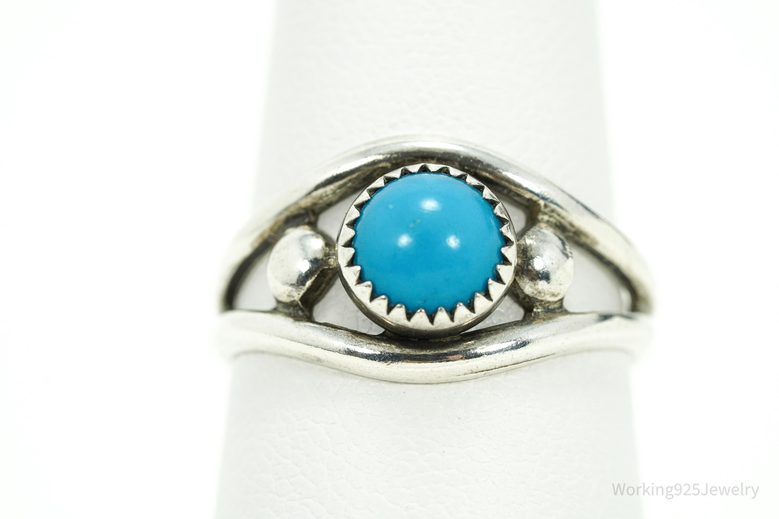 Vintage Native Bell Trading Post Turquoise Sterling Silver Ring - Size 6.5