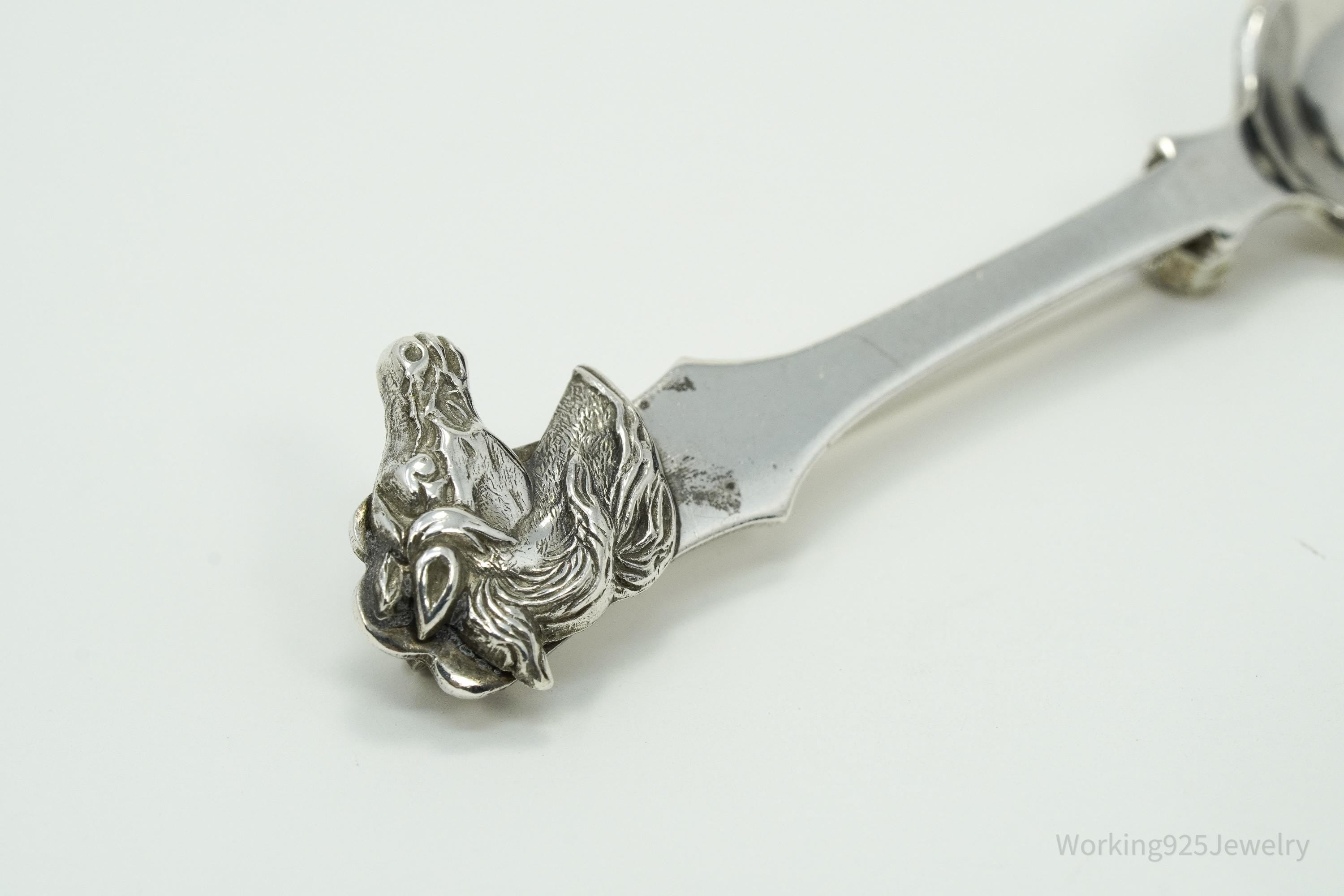 Vintage Horse Head Sterling Silver Spoon Brooch Pin