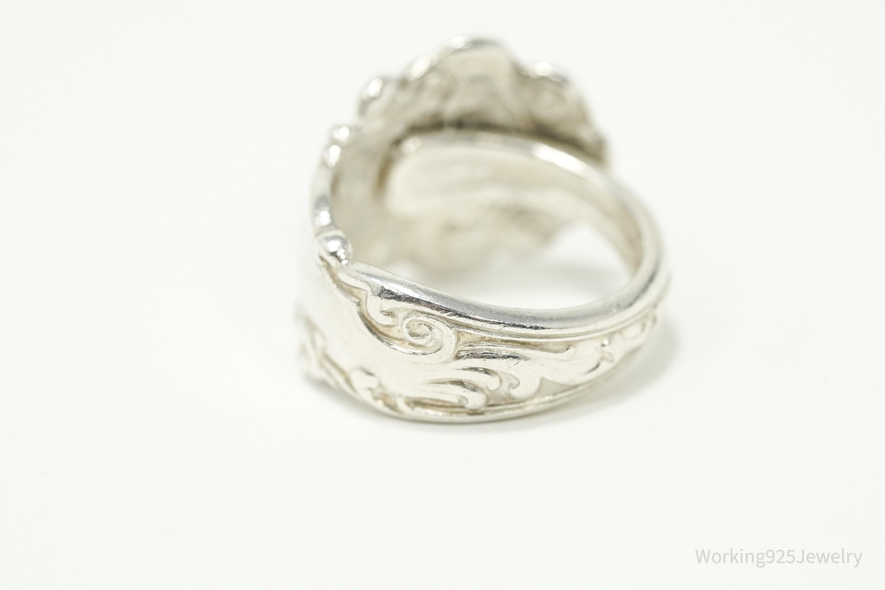 Antique Knight In Armor Sterling Silver Spoon Ring - Size 8