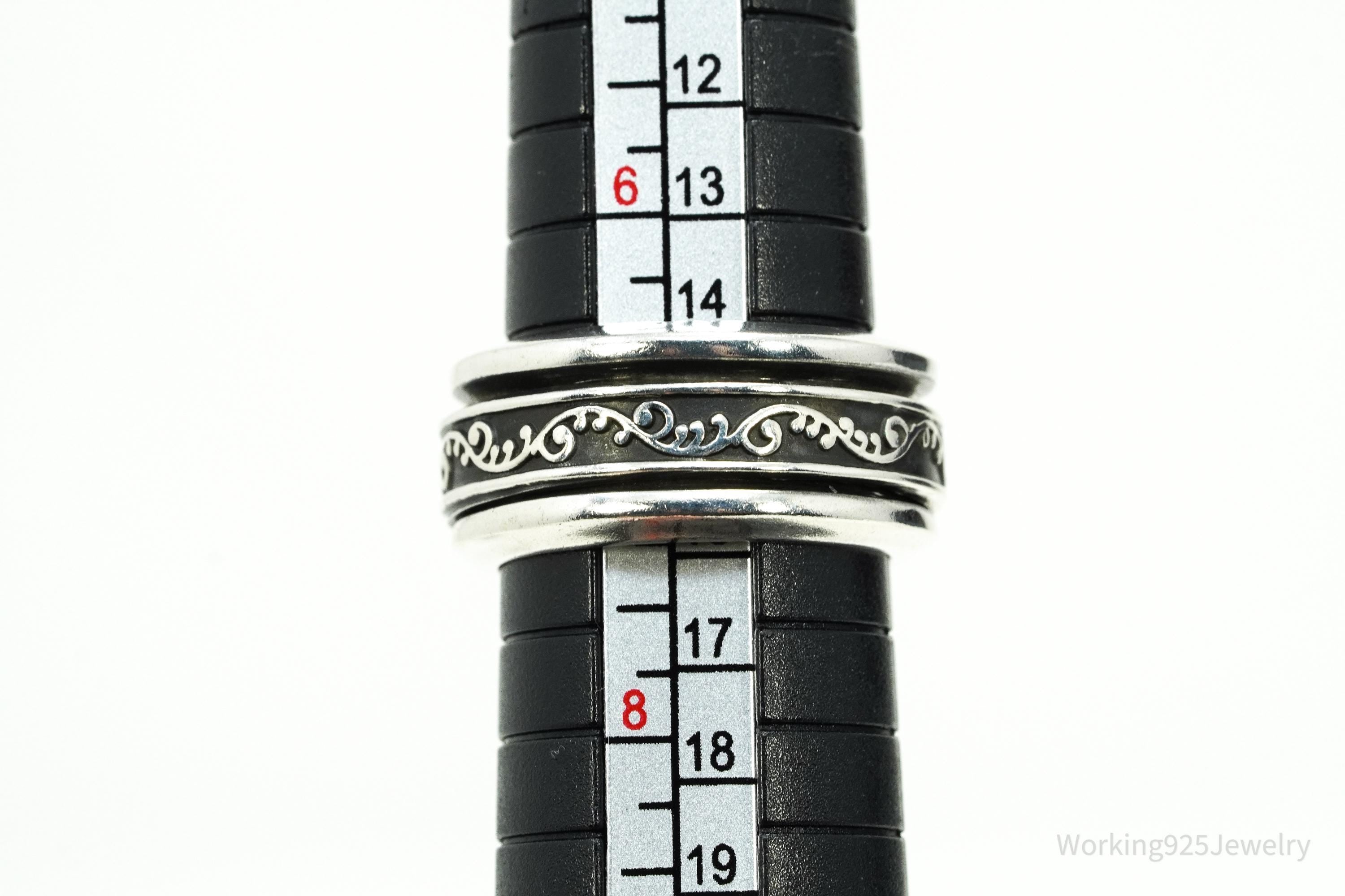 Vintage Vine Design Sterling Silver Spinner Ring - Size 7.25