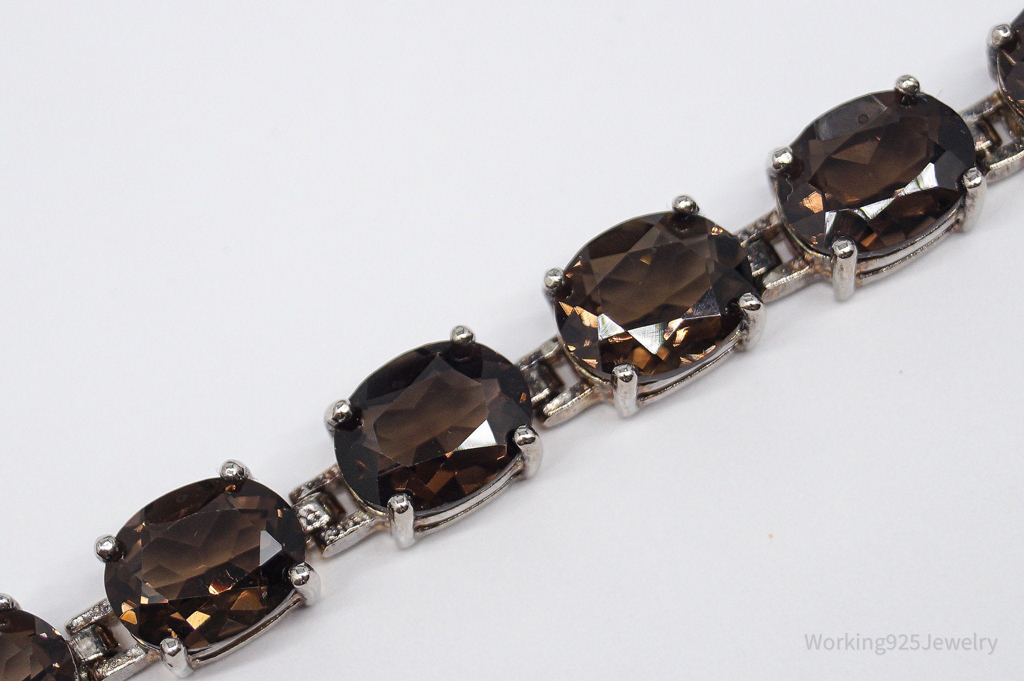 Vintage ALX Smoky Quartz Sterling Silver Bracelet 8"