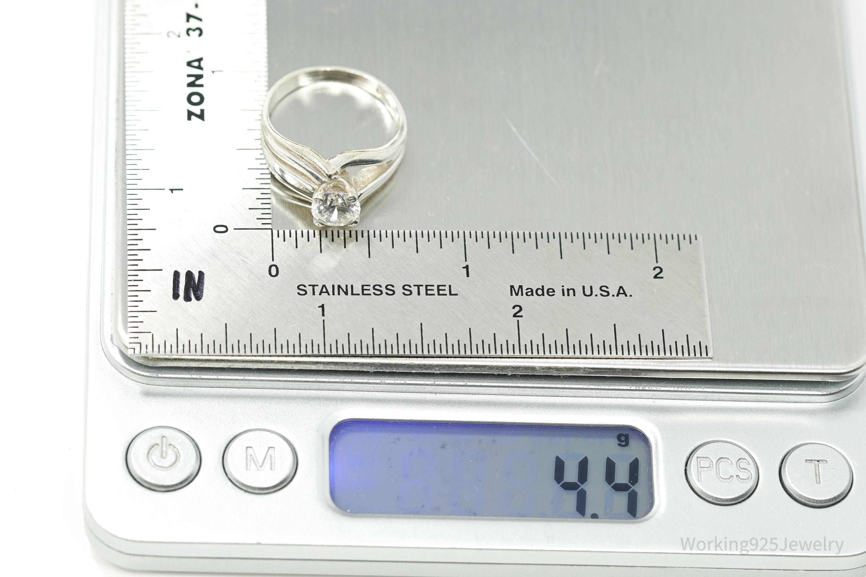 Vintage Cubic Zirconia Sterling Silver Ring - Size 7