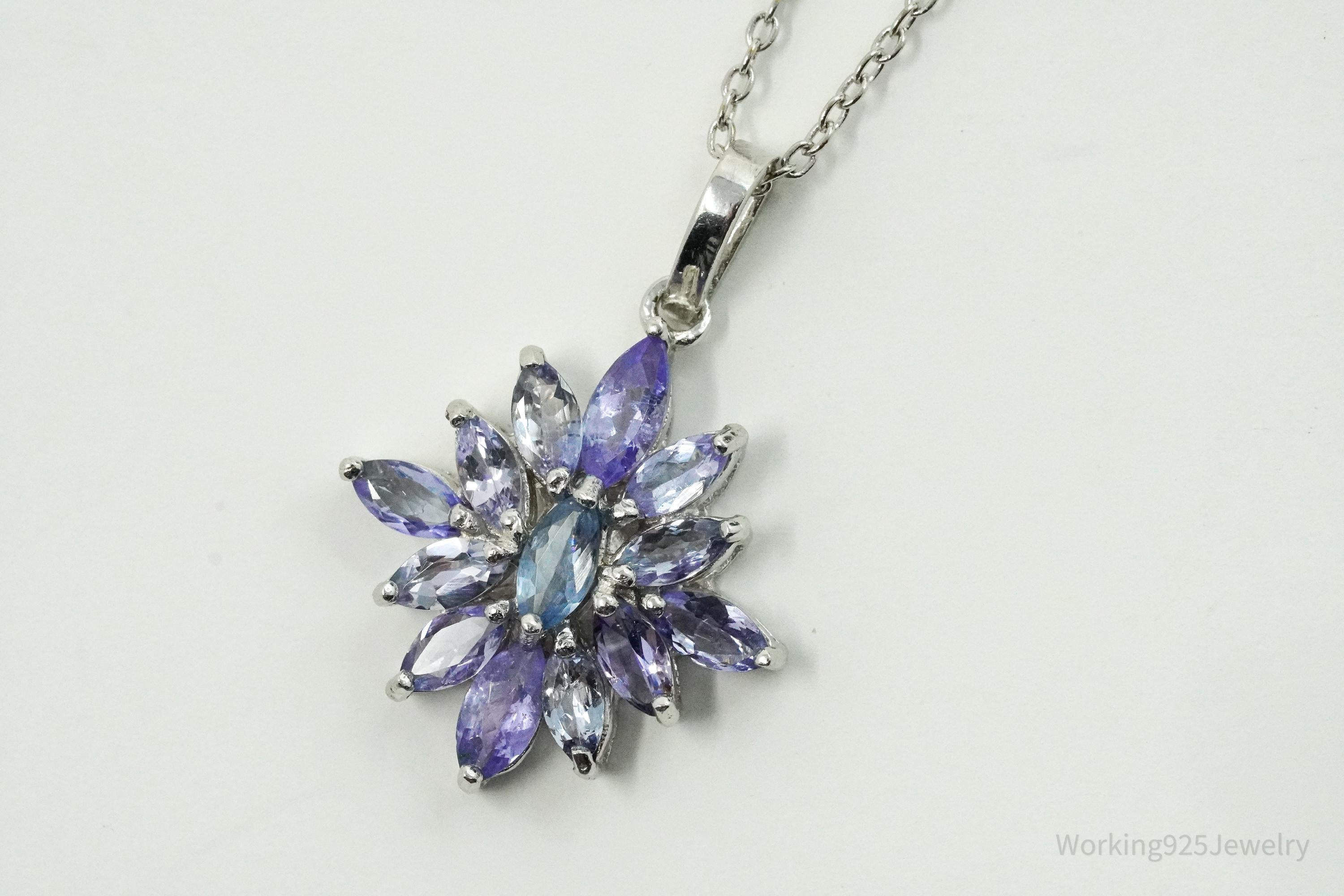 STAUER Tanzanite Sunburst Sterling Silver Necklace 20"